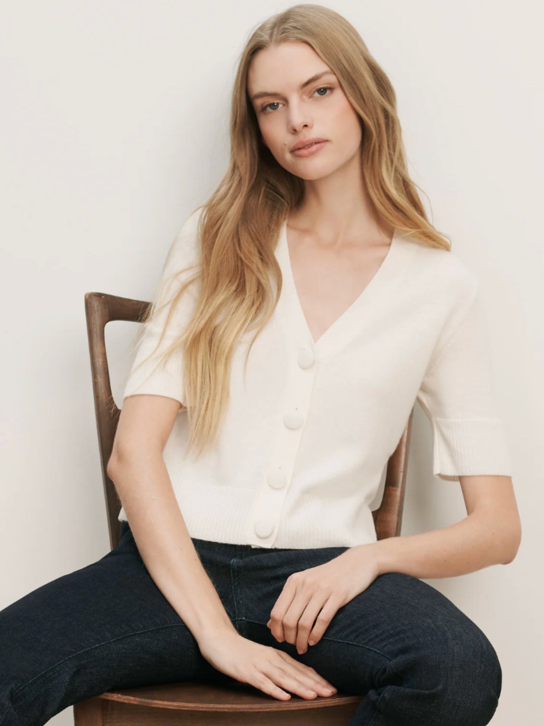 S/S Solene Cashmere Cardigan - Ivory