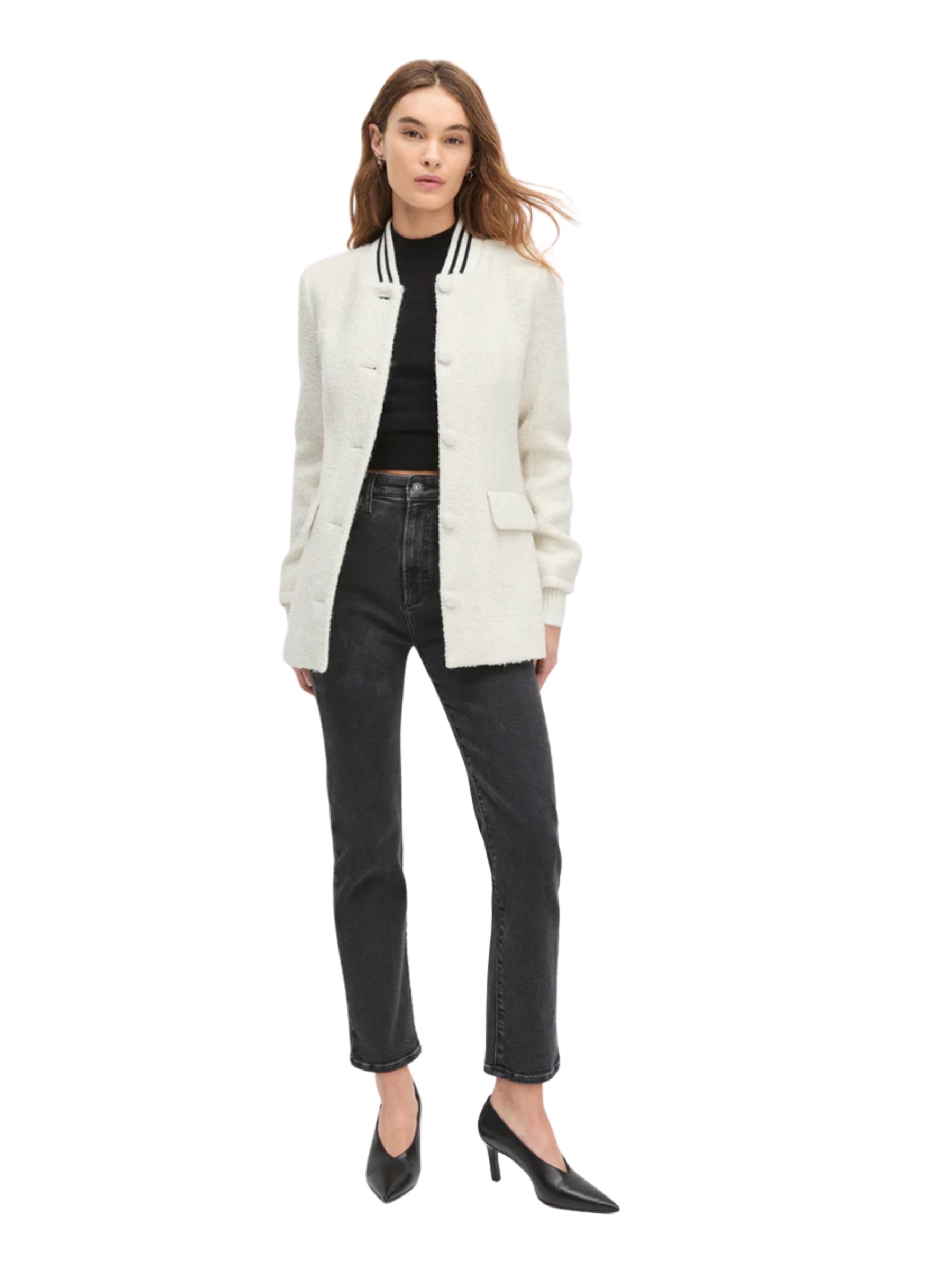 Varsity Boucle Blazer - Ivory