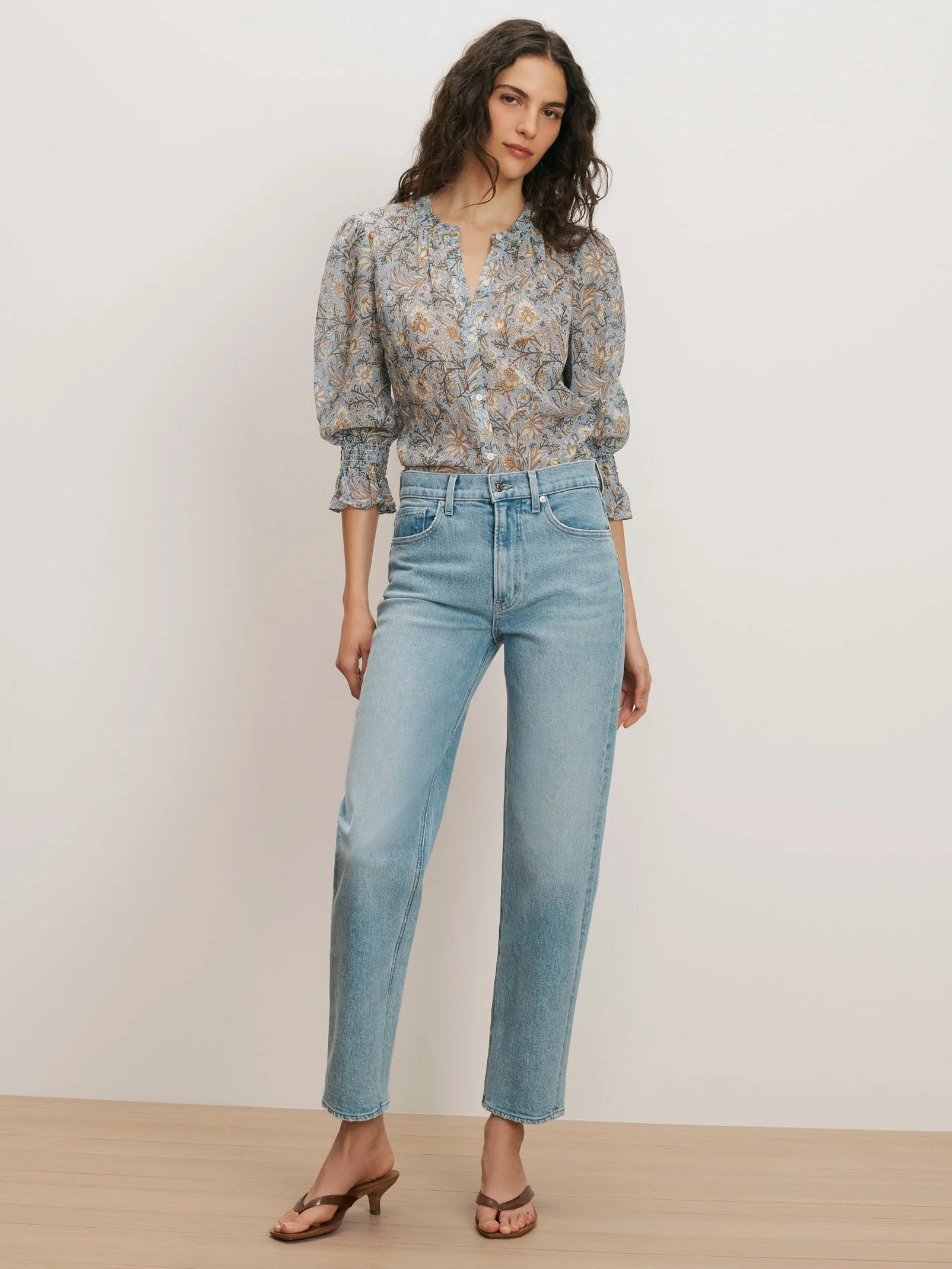 3/4 Sleeve Ashlynn Blouse - Blue Jay
