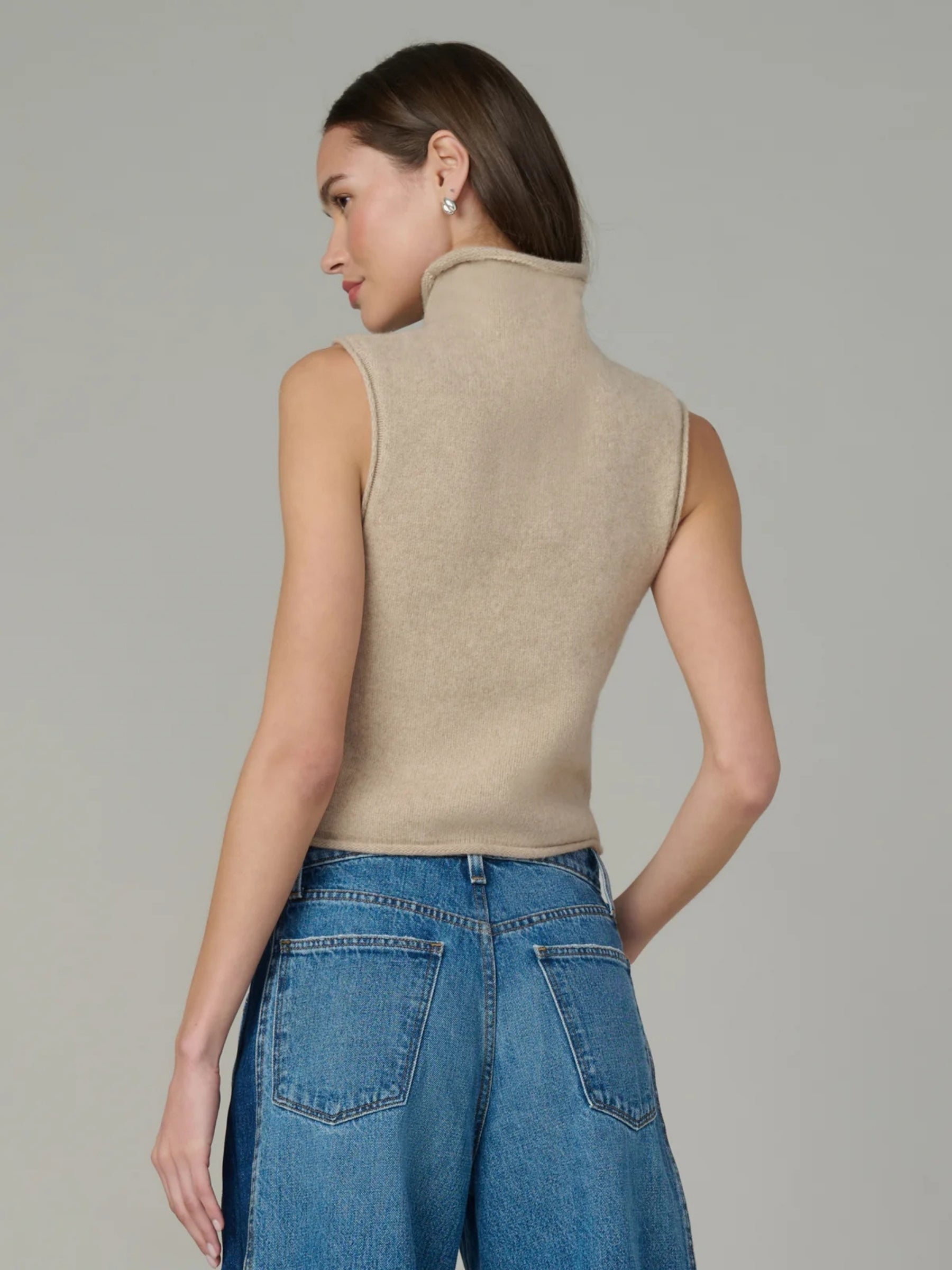 joes-jeans-The-Stevie-Sleeveless-Roll -Neck-Sweater - camel