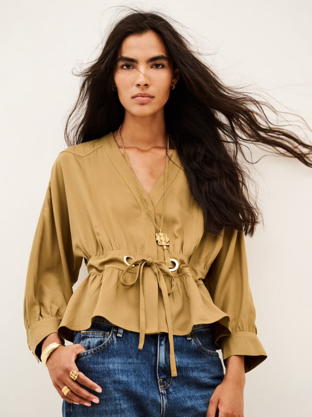 Precila 7/8 Sleeve Top - Yellow