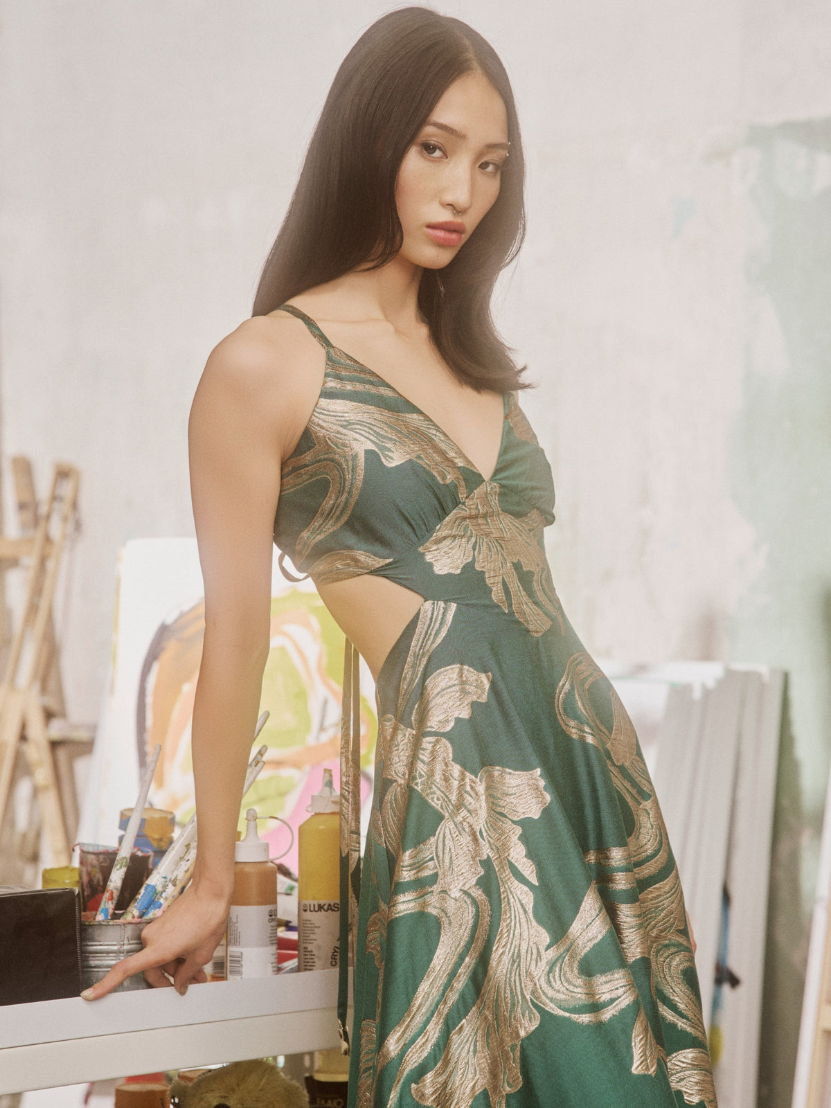lace-the-label-Thessala-Maxi-Dress -Green-/-Gold
