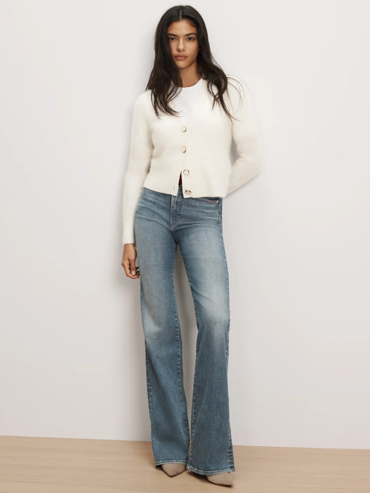 Solene Brushed Cashmere Cardigan - Ivory