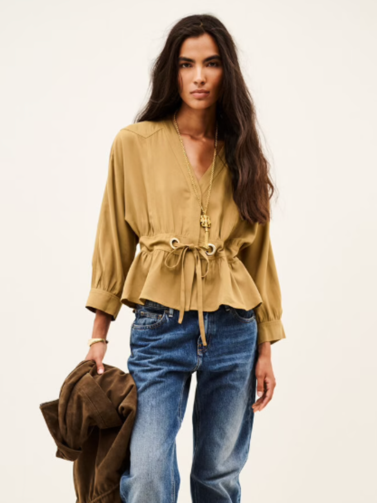 Precila 7/8 Sleeve Top - Yellow