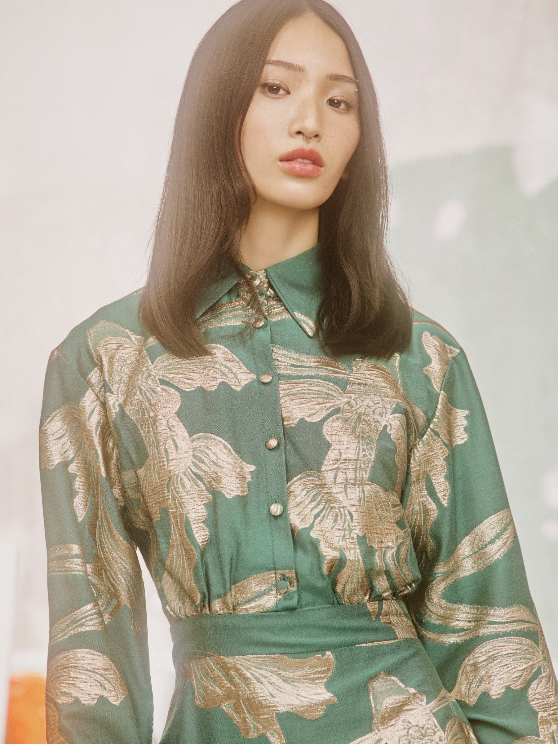 lace-the-label-Aspasia-Mini-Dress - -Green-/-Gold