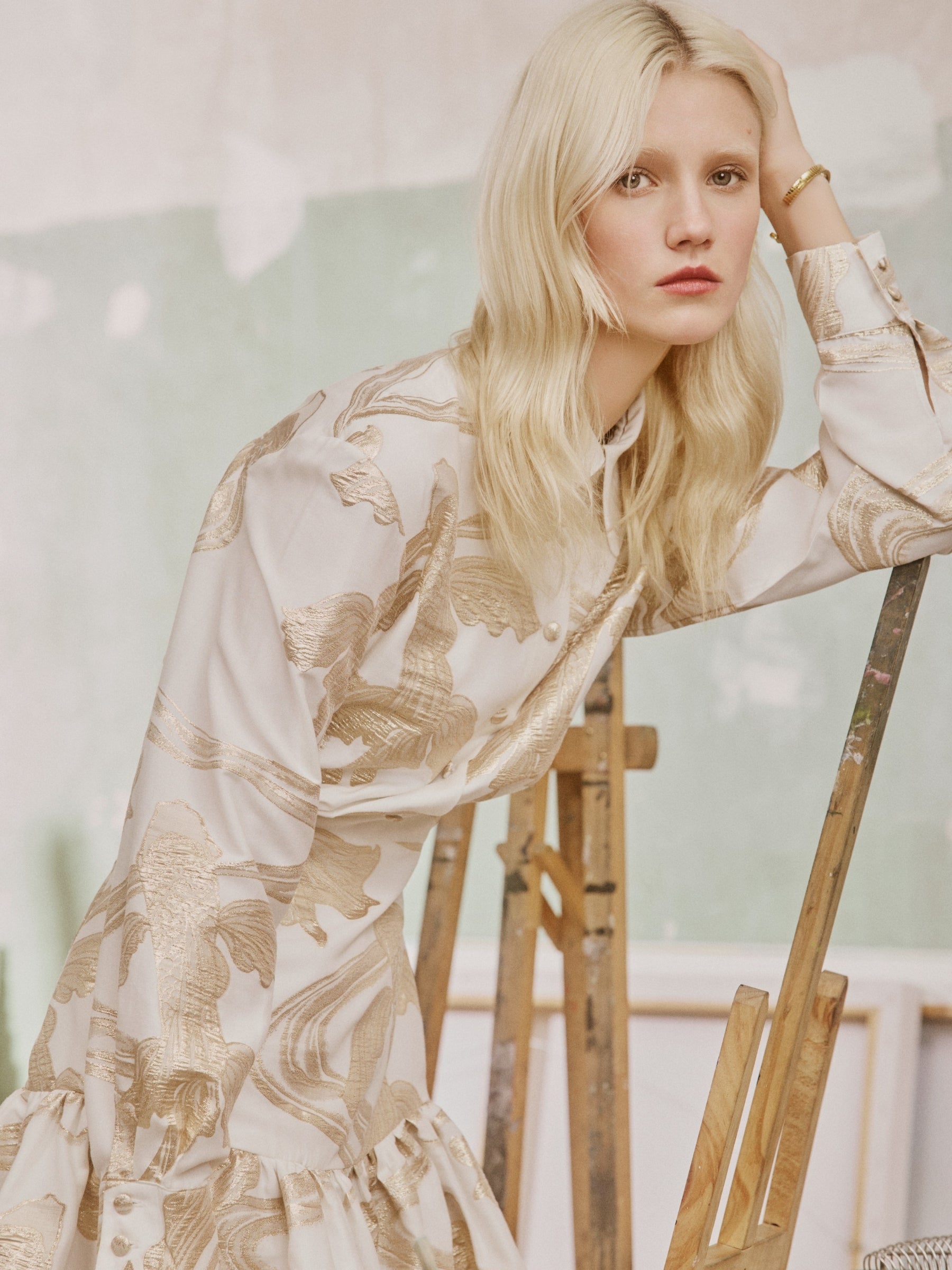 lace-the-label-Aspasia-Mini-Dress - -White-/-Gold