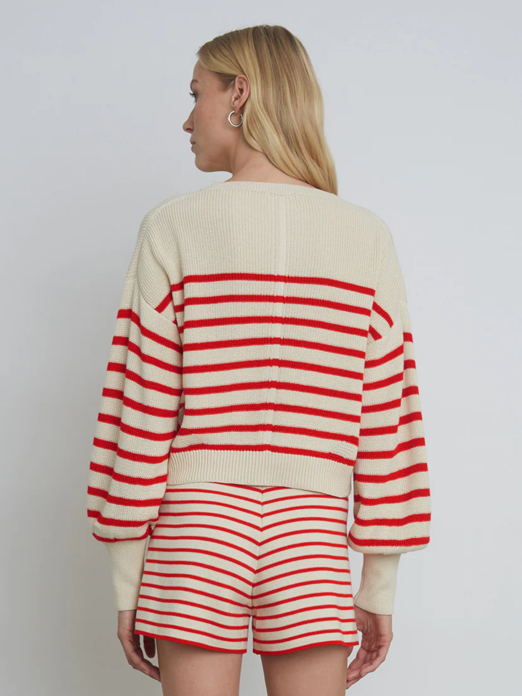 Layla Stripe Sweater - Ivory/Rosso