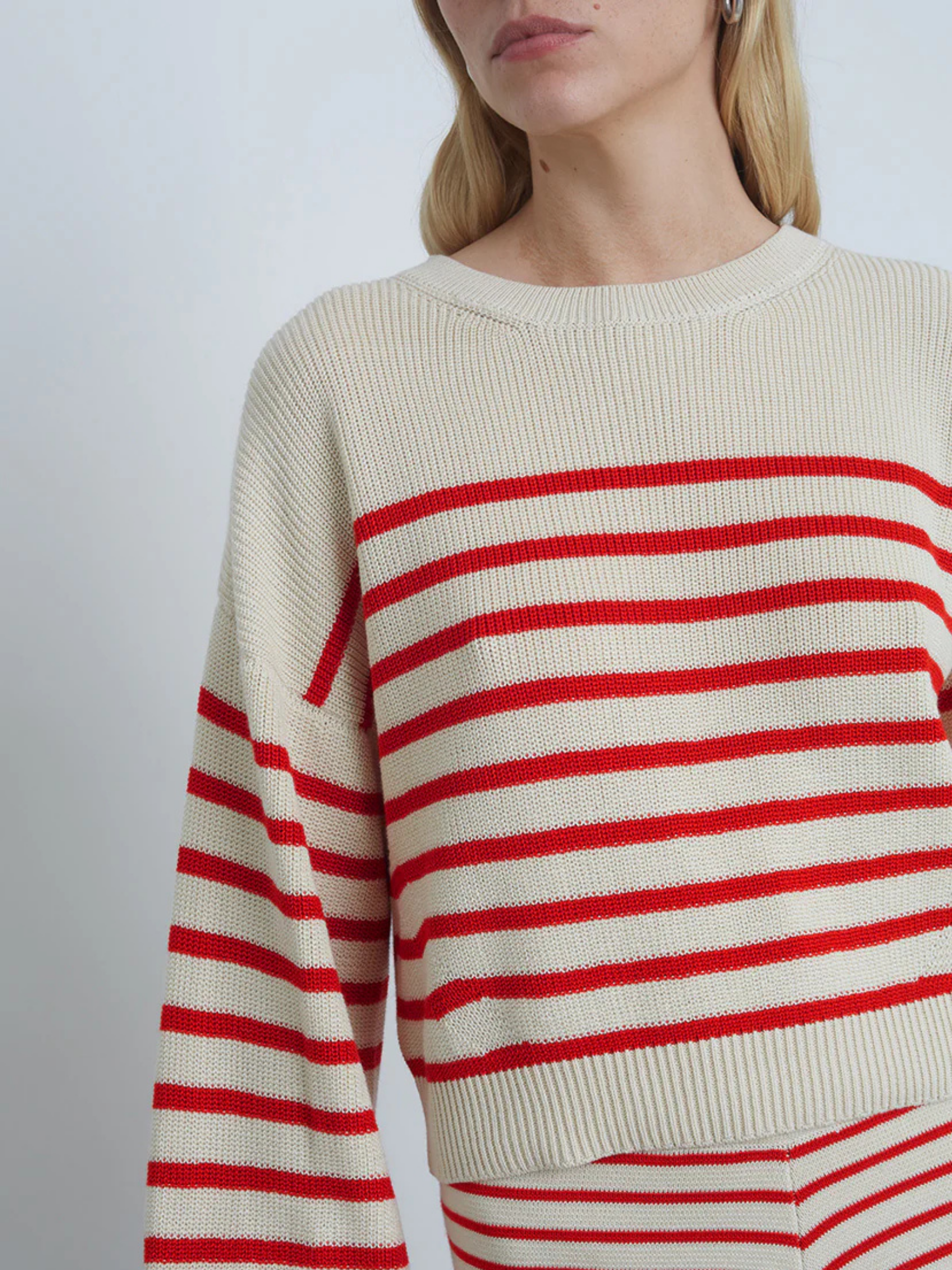 Layla Stripe Sweater - Ivory/Rosso