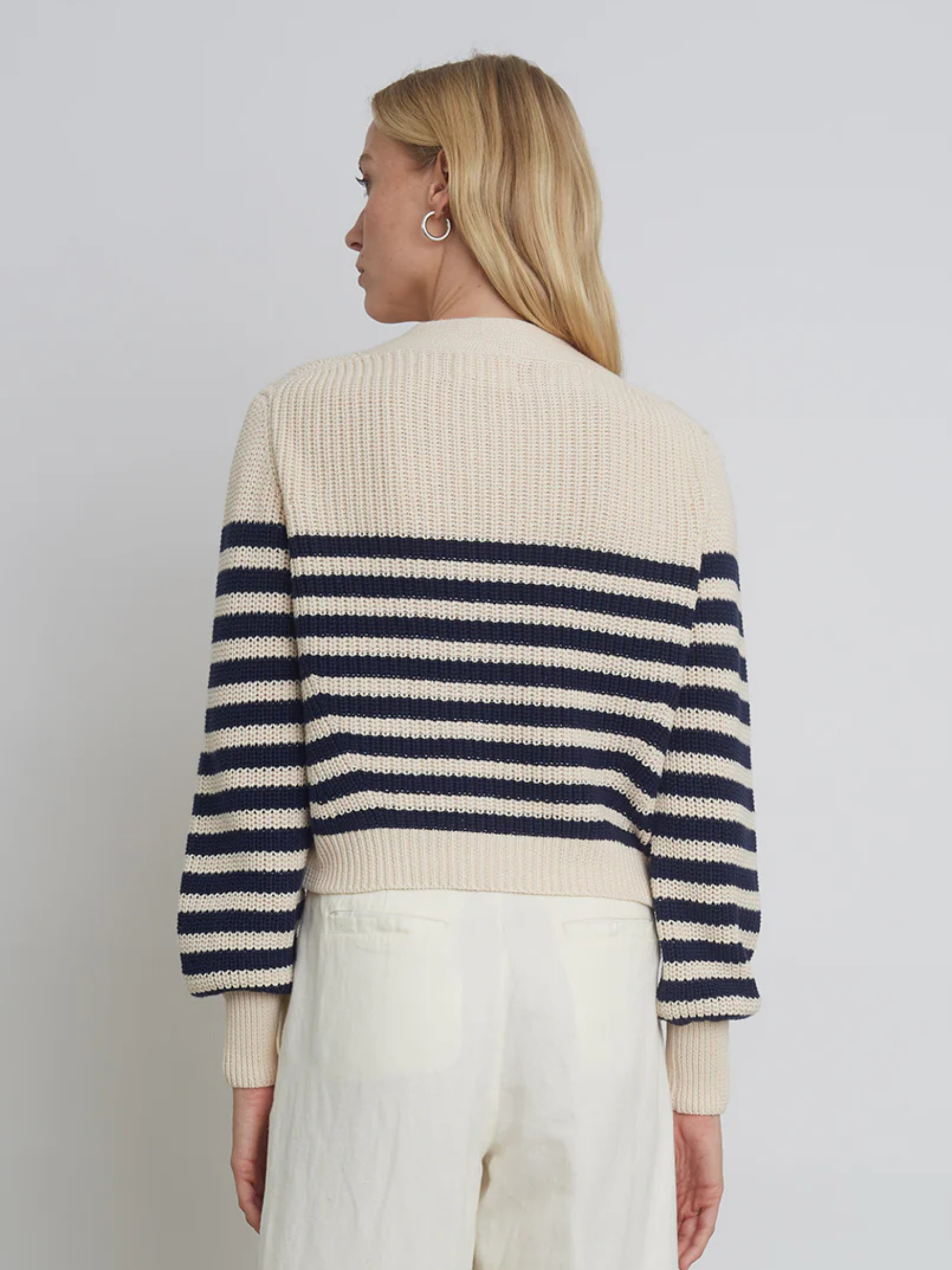 Isla Stripe Cardi - Ivory/Navy