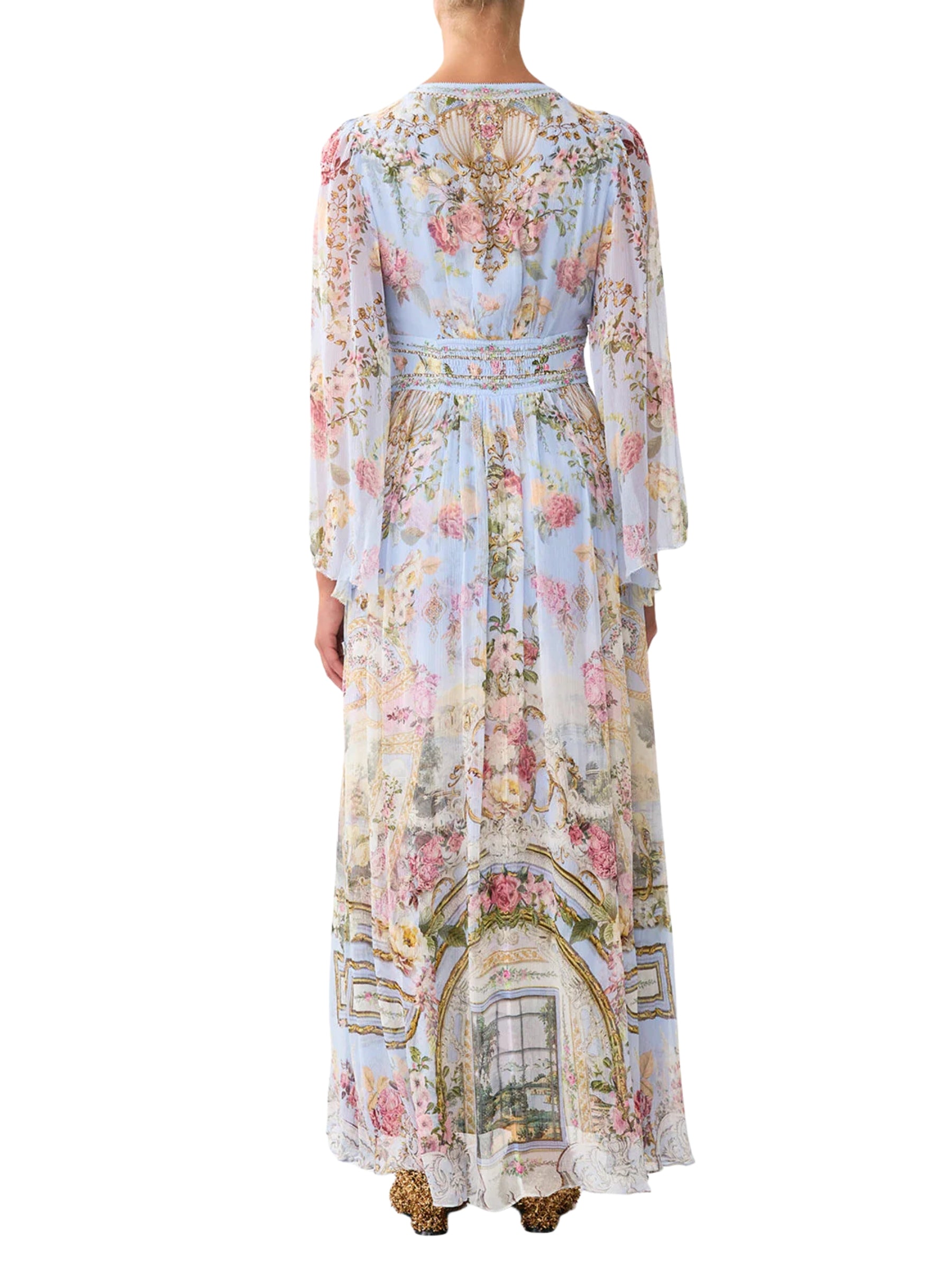 Flared Sleeve Maxi Dress - Tiled in Time