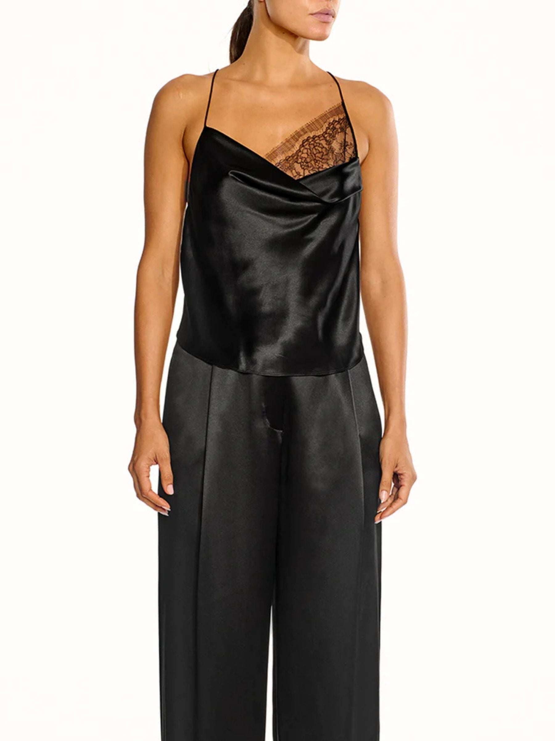 Lace Inset Cami - Black