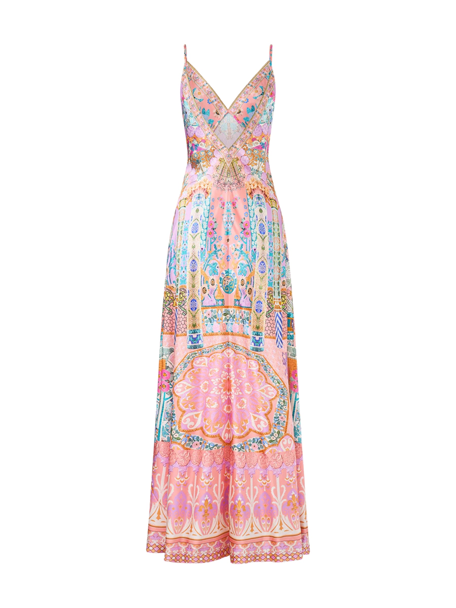 V Neck Full Length Bias Slip Dress- Howdy Gaudi