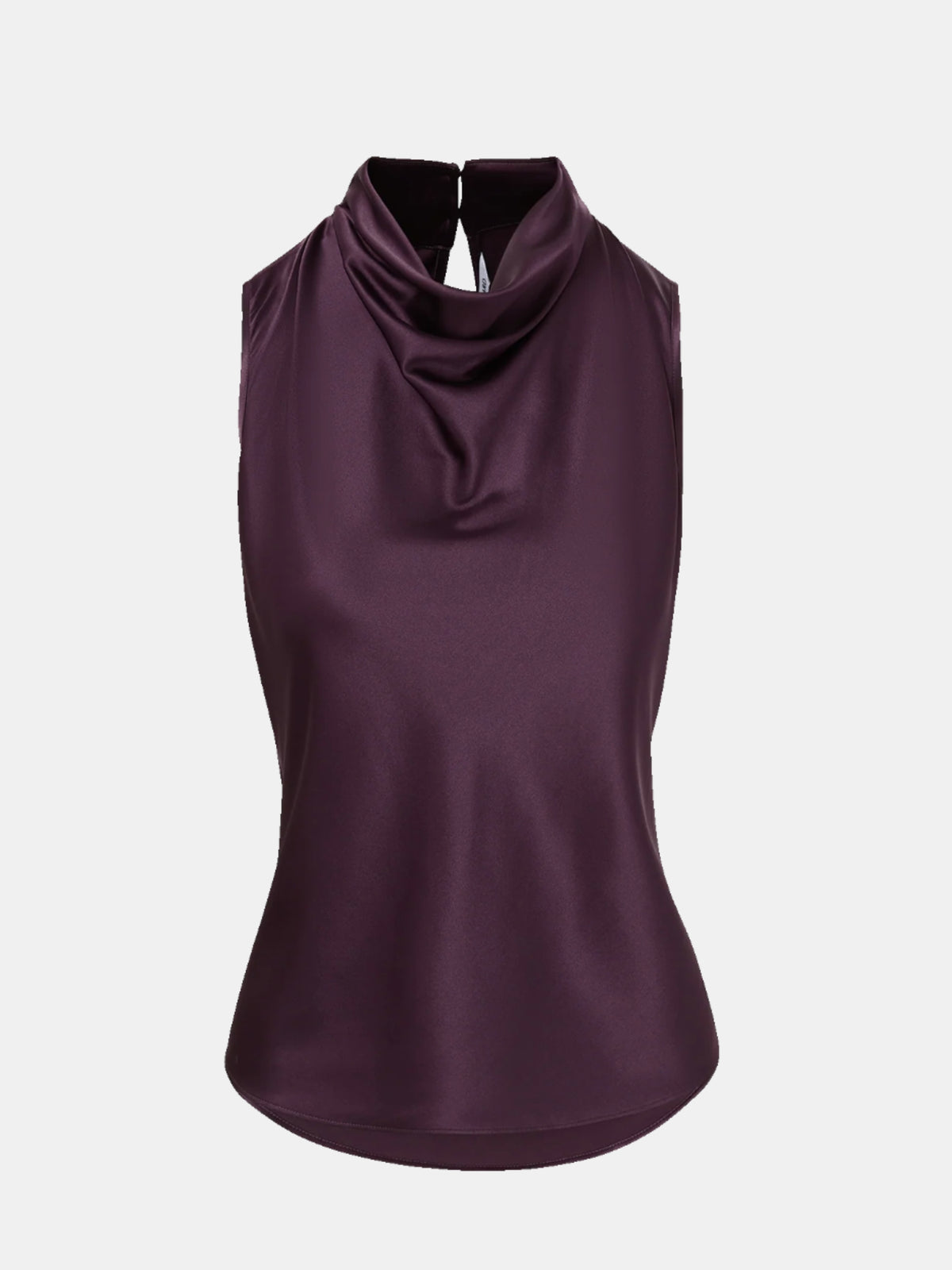 Veronica Beard Tam Dark Eggplant blouse, product-only front view with a draped neckline