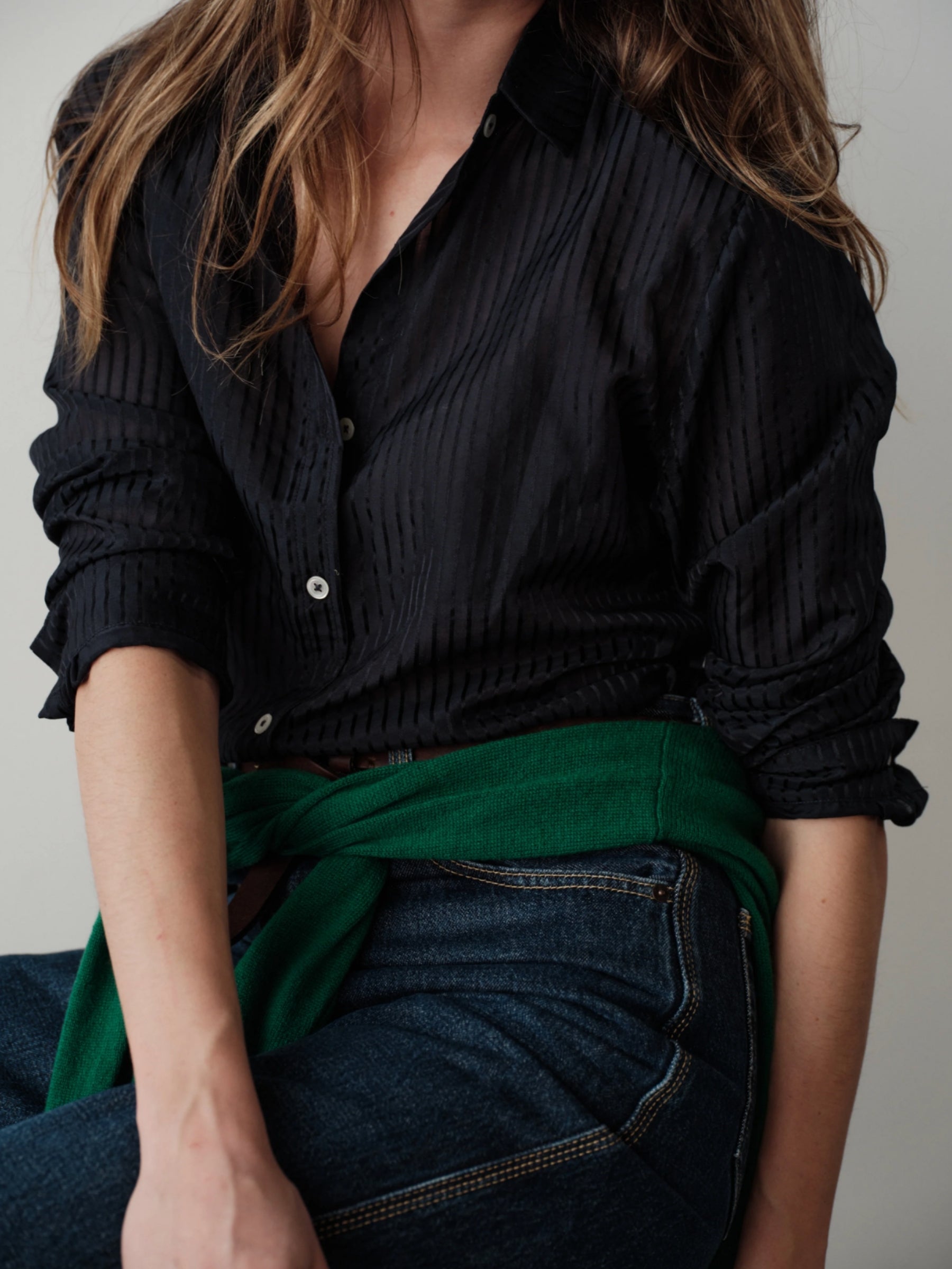 The Classic Top - Navy Sheer Stripe