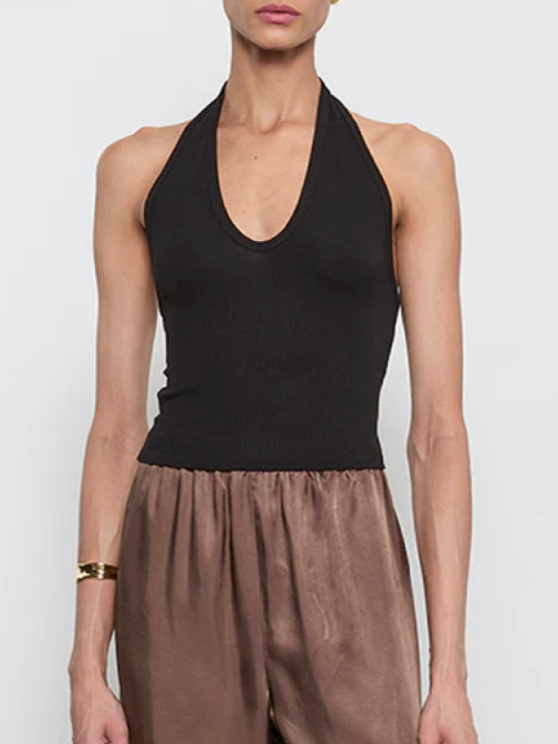 Silk Rib U Halter - Black