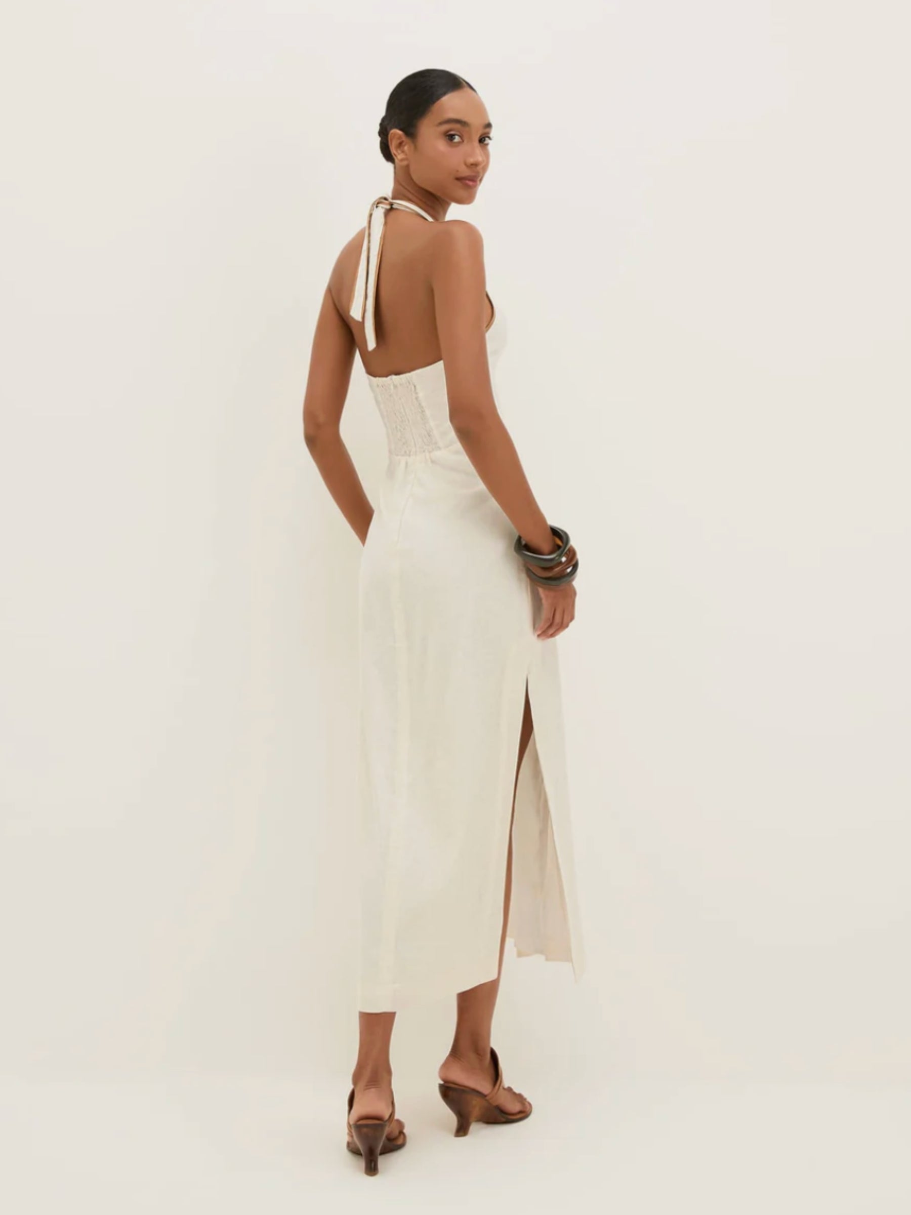 Solid Iva Midi Dress - Off White