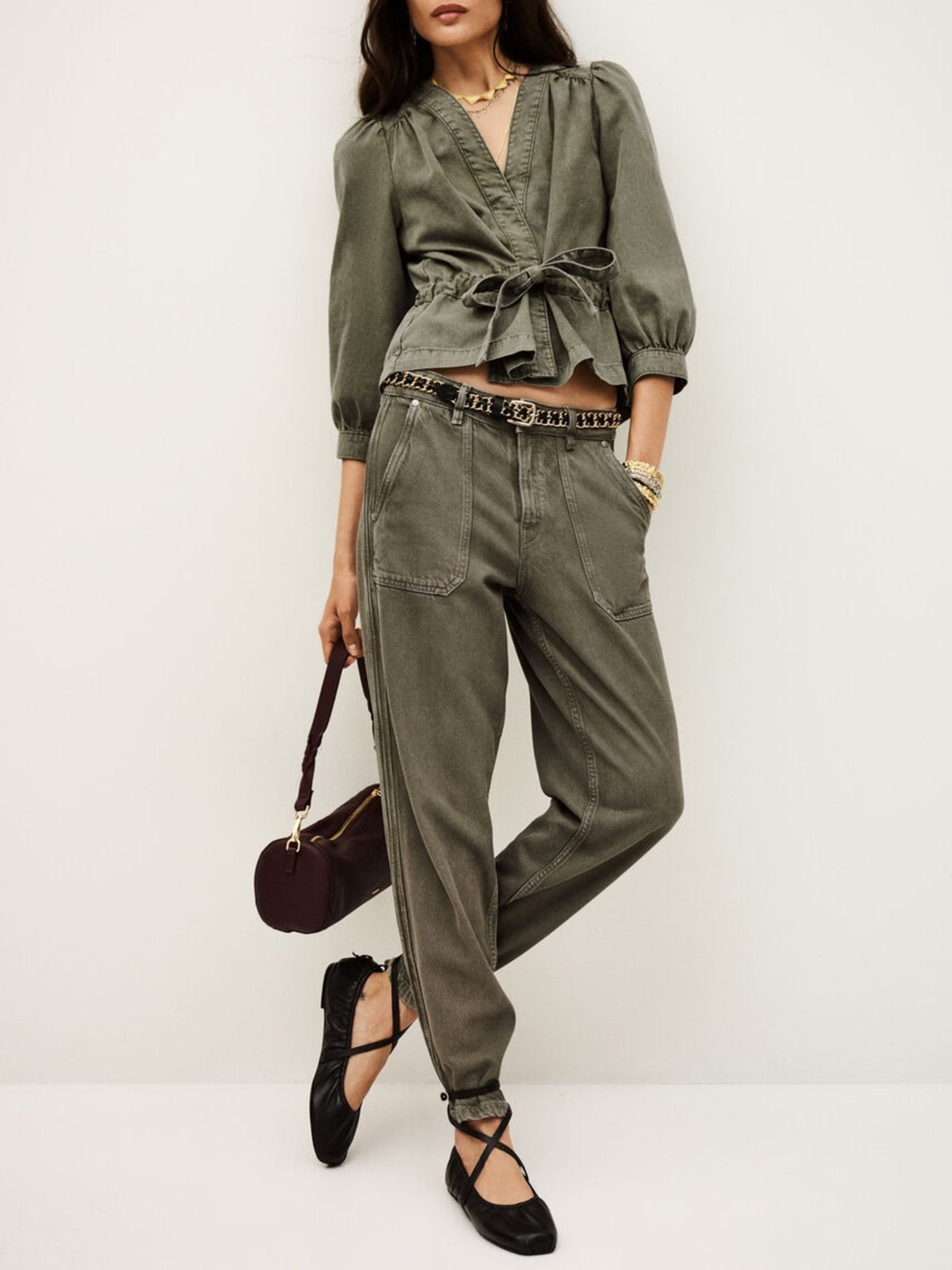 Olavina Wrap Top - Kaki