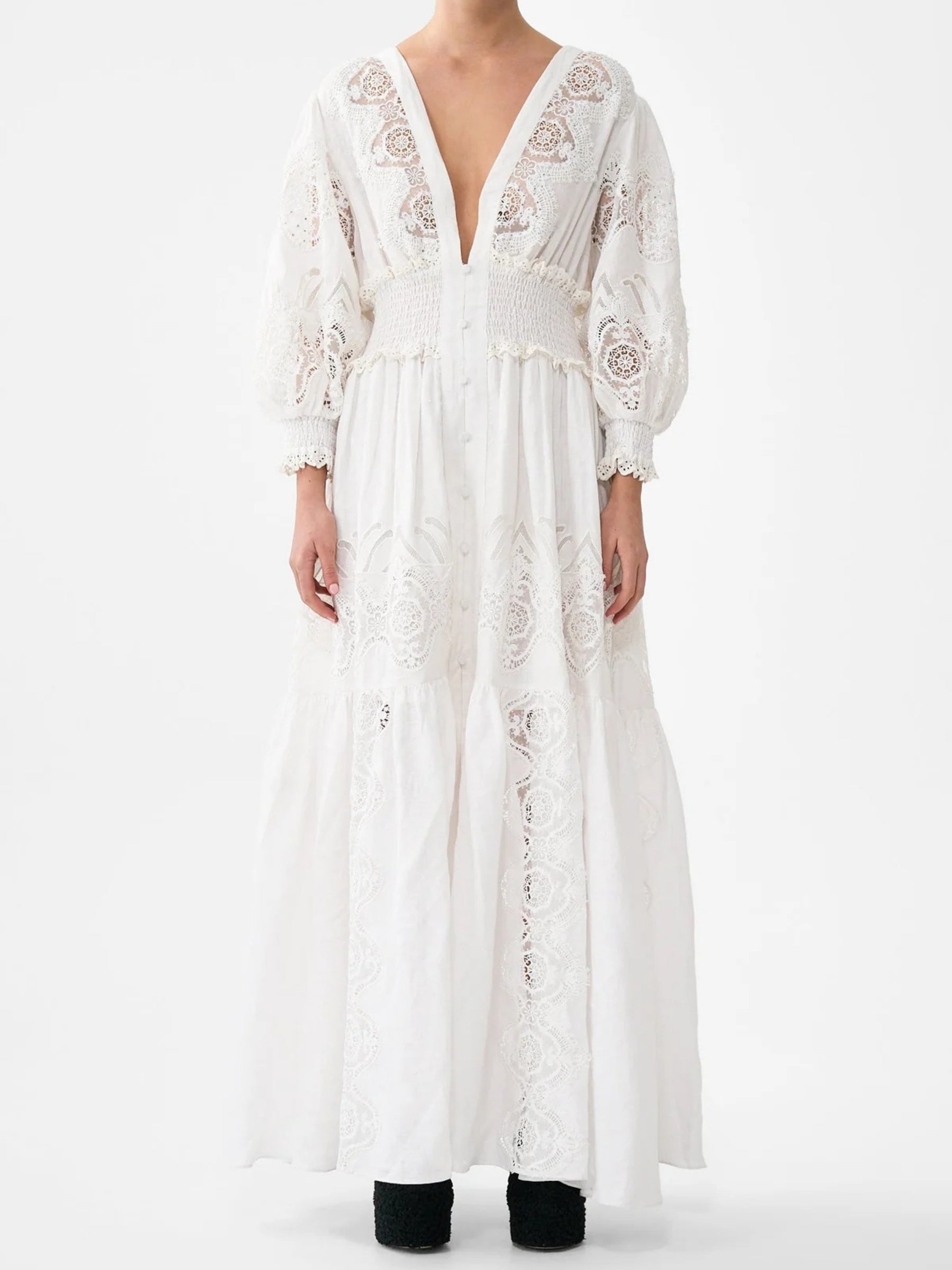 Shirred Waistband Long Dress - All About That lace
