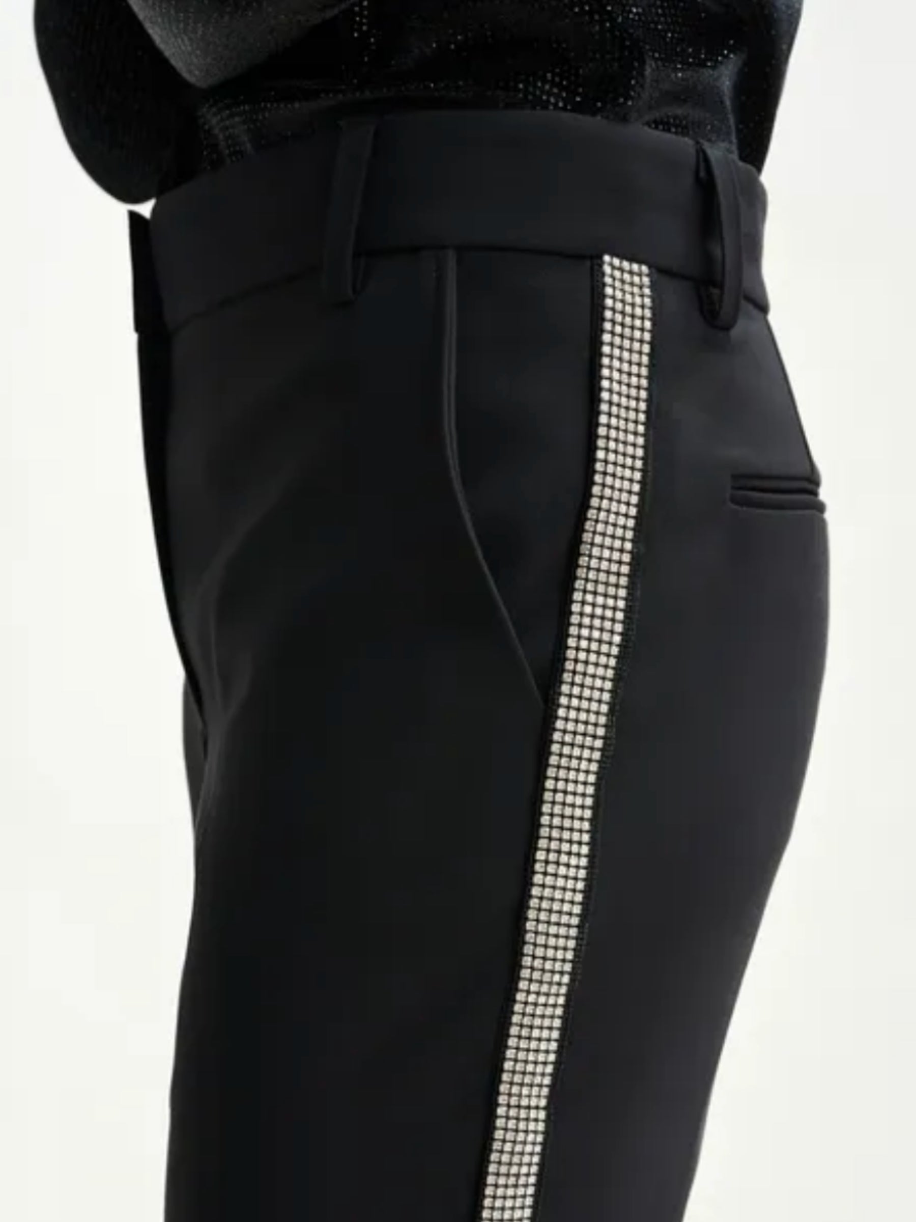 Ibel Flared Pant w/ Rhinestone Sideseams - Black