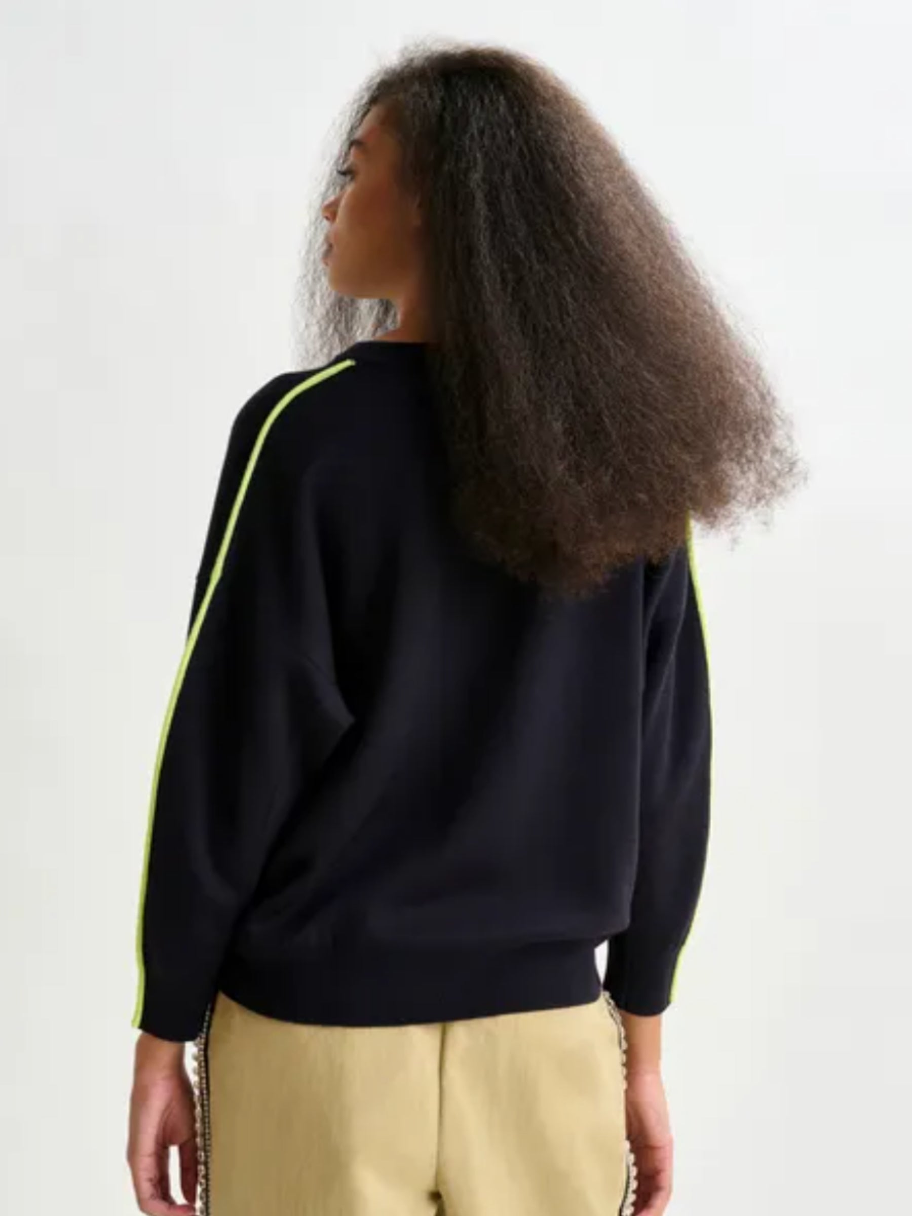 Iruby Knitted Sweater with Fitted Waist - Navy/Green