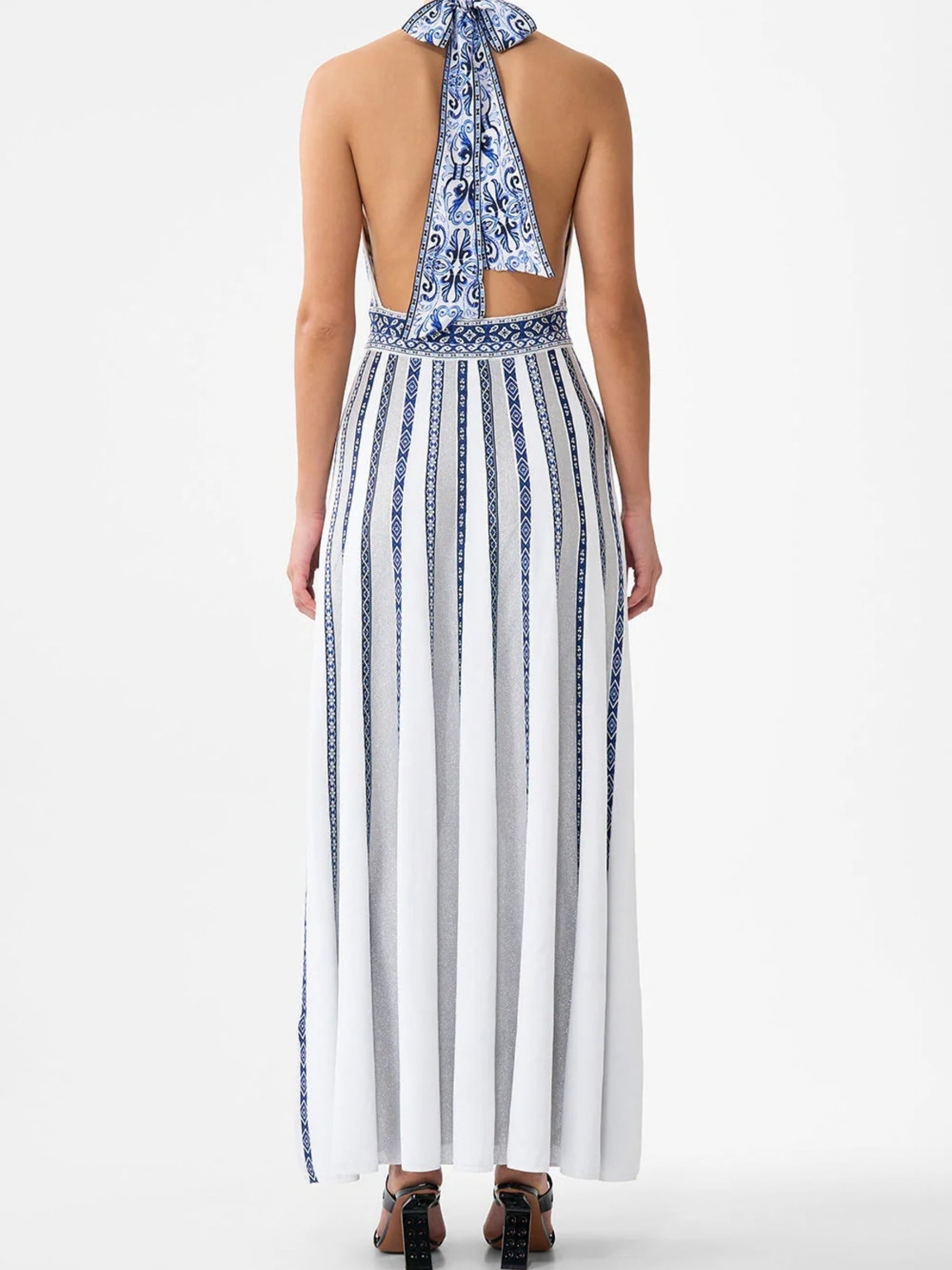 Halter Neck Knit Dress - A Tiled Wonderland