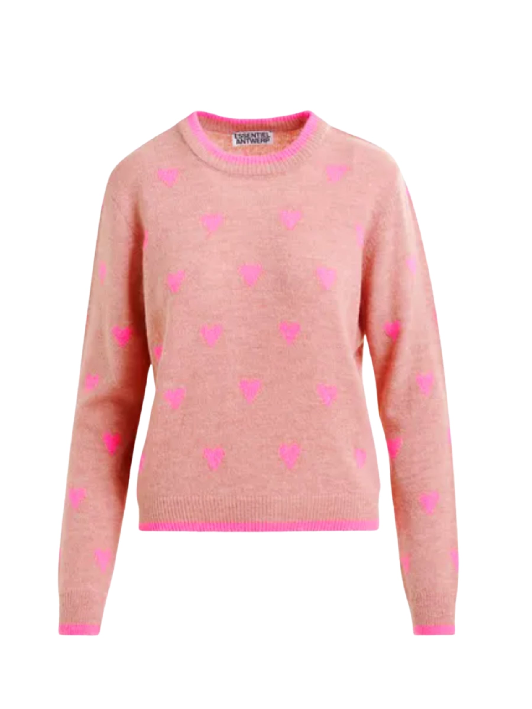 Isa Jacquard Heart Pullover - Pink