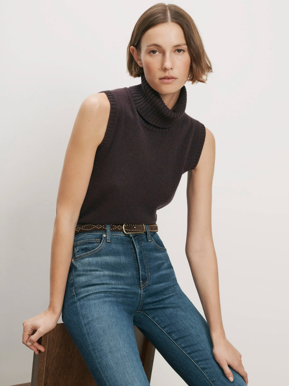 Mazzy Cashmere Sleeveless Sweater - Eggplant
