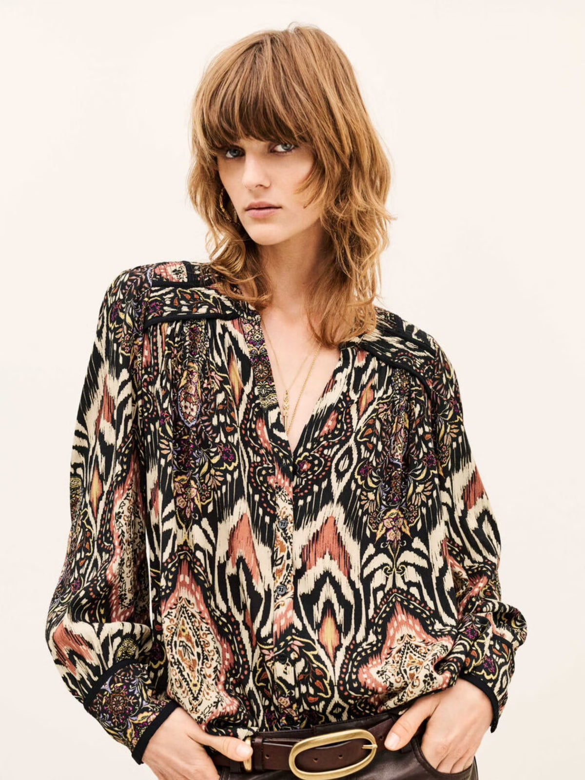 Zolie Patterned Shirt - Noir