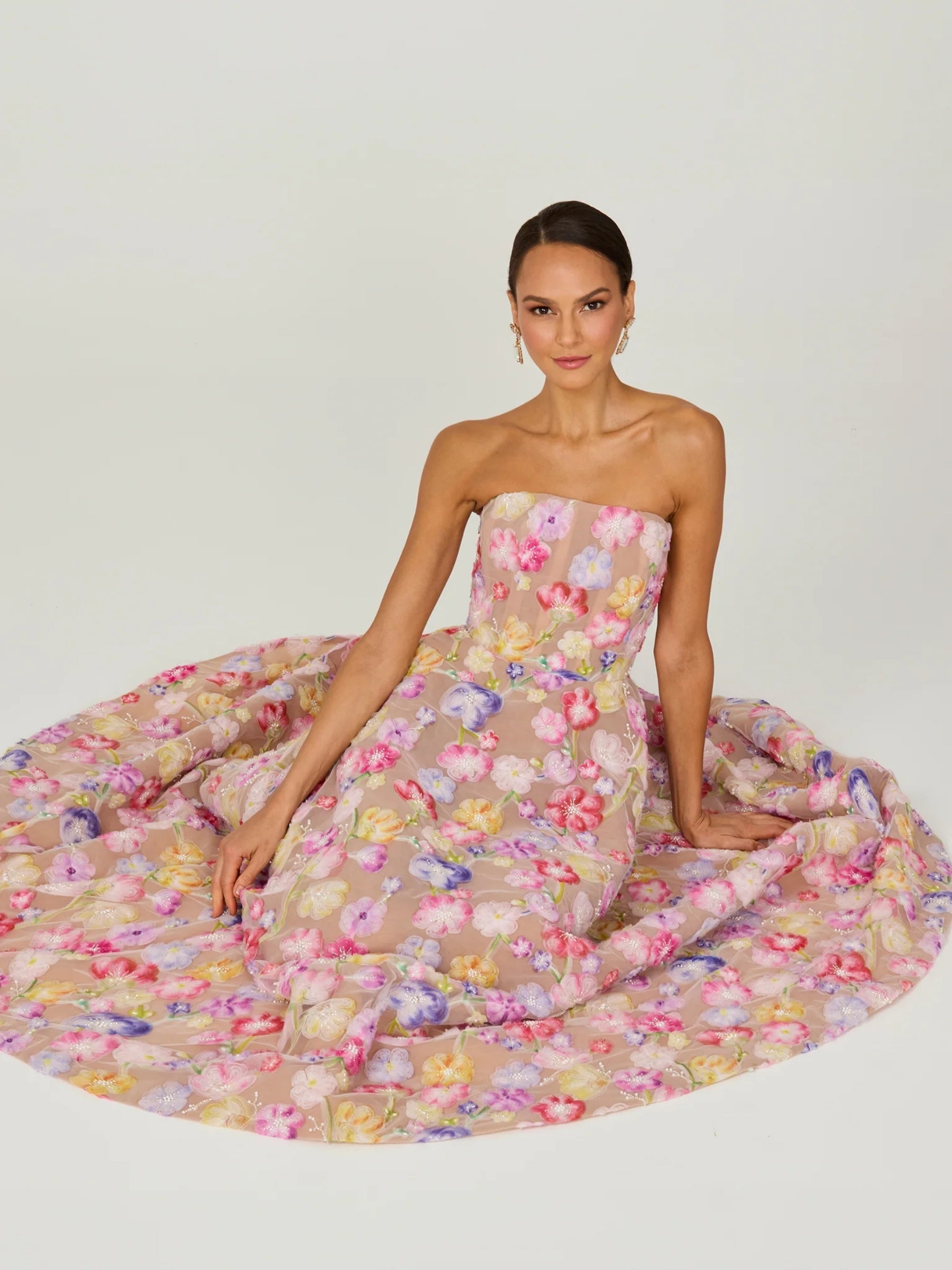 Vivian Midi Dress - Pink/Yellow Floral