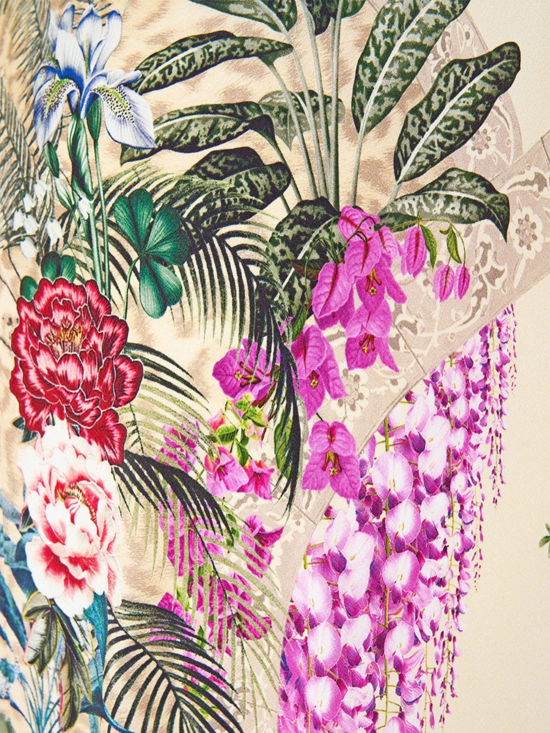 V Neck Full Length Bias Slip Dress - Bodrum Botanicals