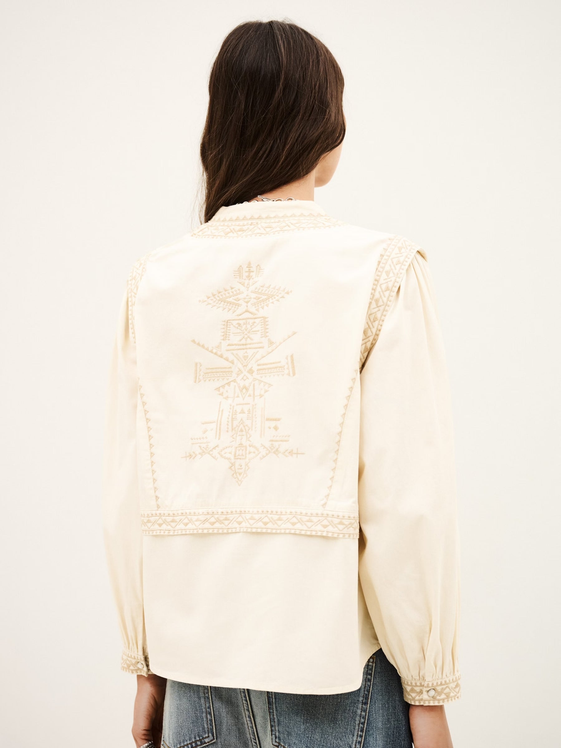 Laura Optical Illusion Blouse - Ecru