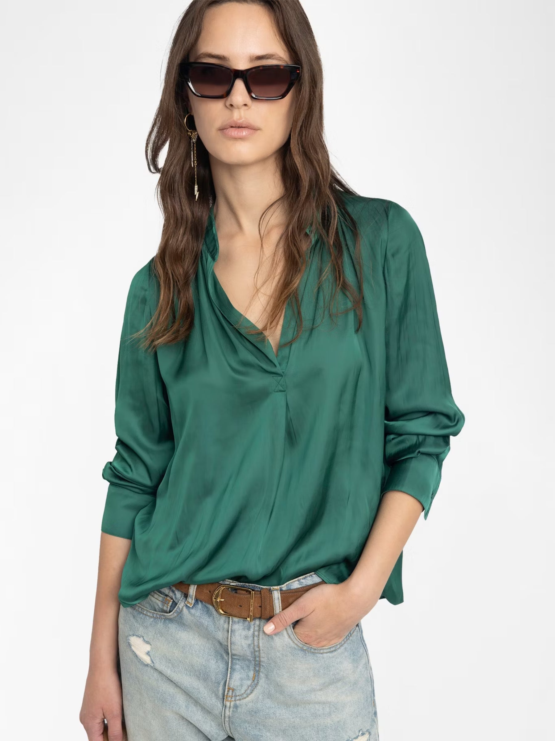 Tink Satin Blouse - Emeraude