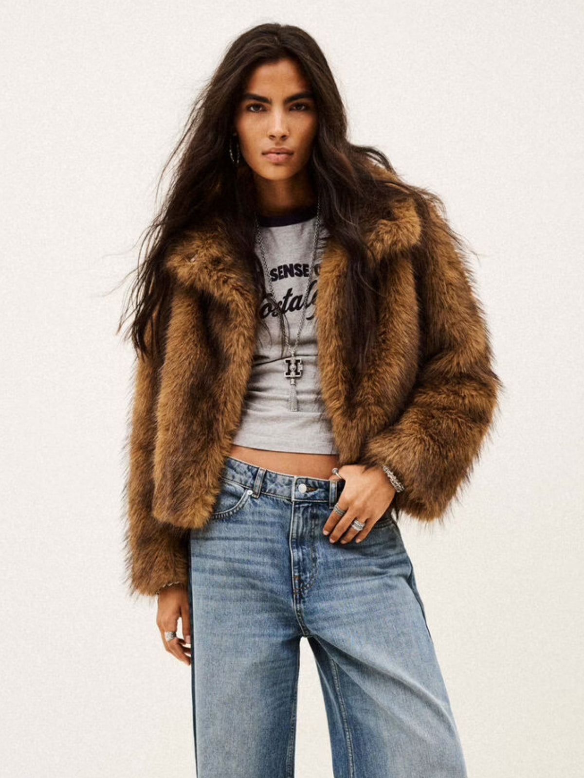 Lendy Cropped Coat - Brown