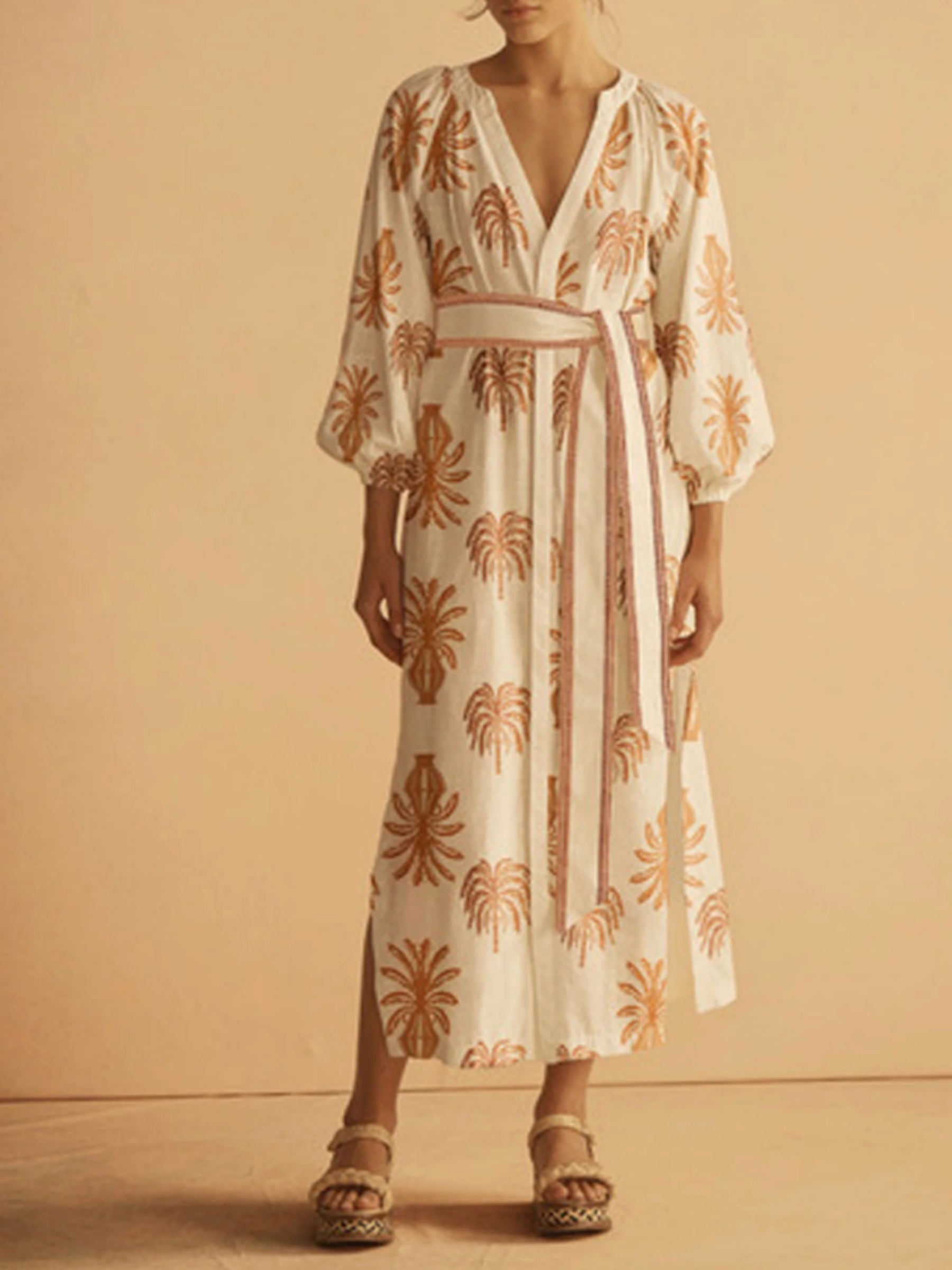 Dalla Palma Embroidered Plunge Maxi