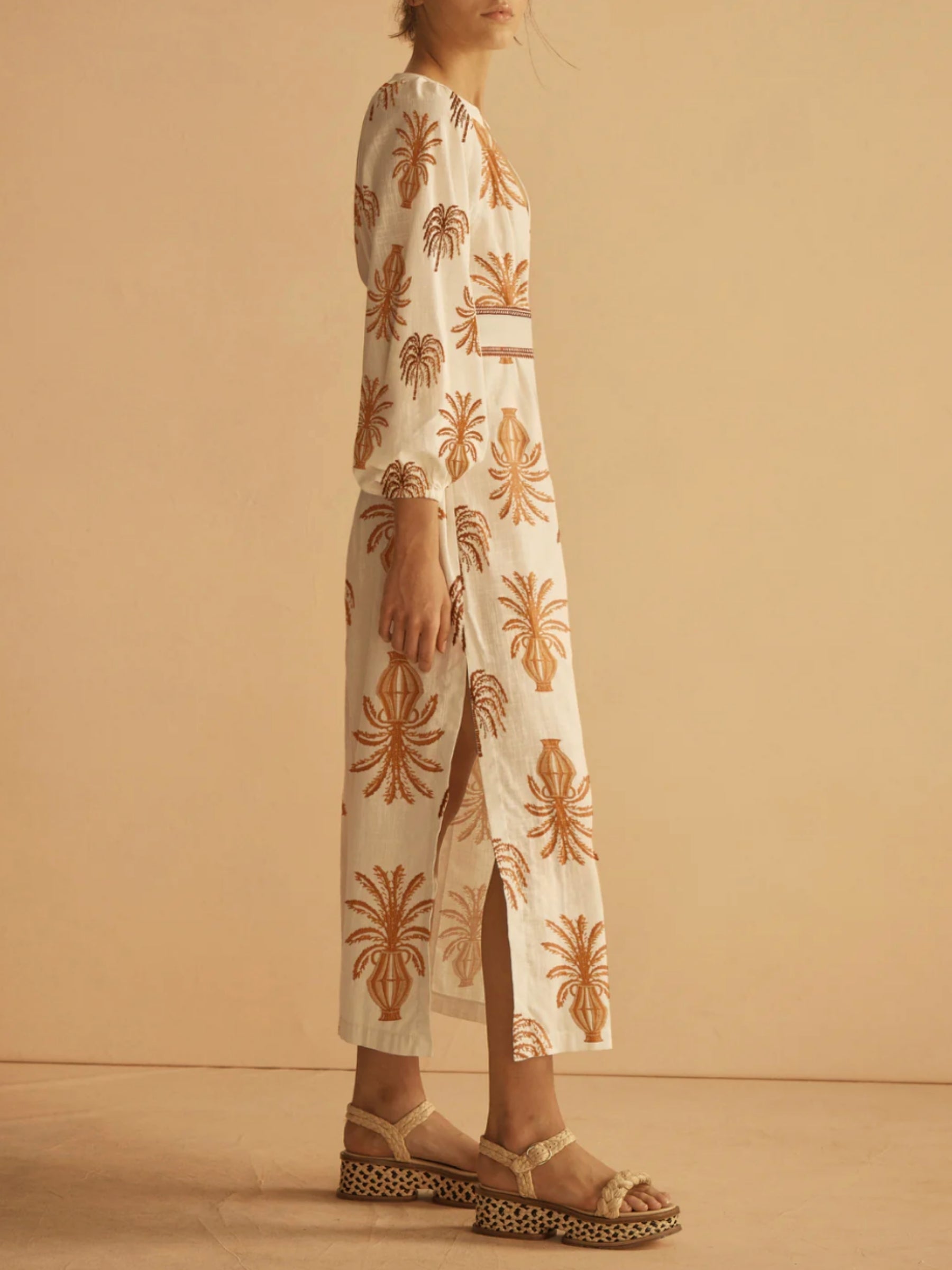 Dalla Palma Embroidered Plunge Maxi