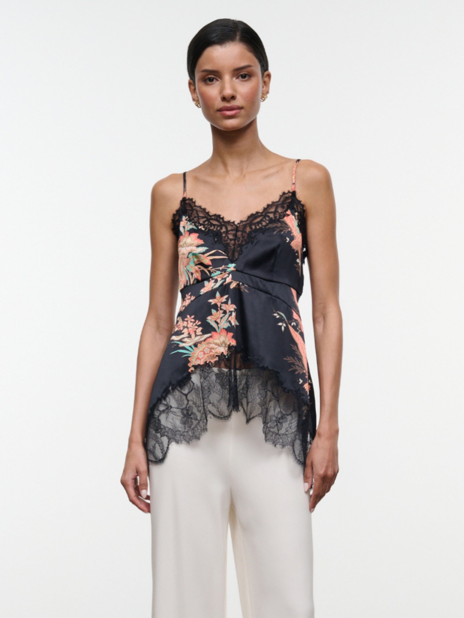 Lina Silk Top - Tapestry Noir