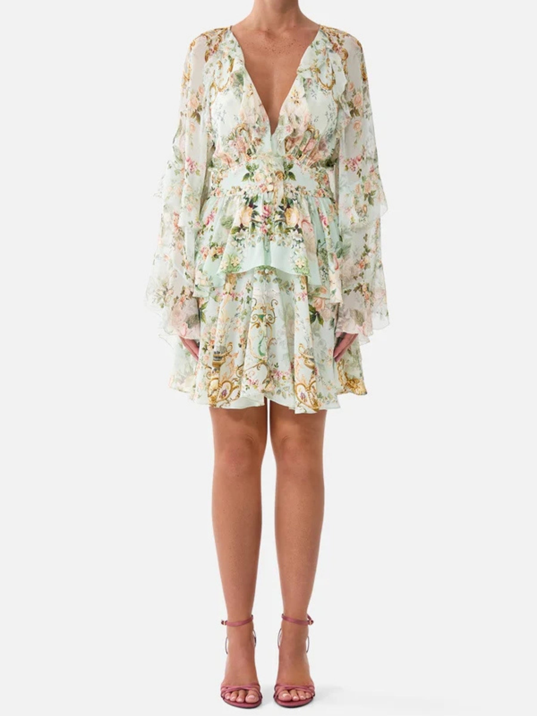 Short Waistband Dress w/ Ruffle Sleeve - Wild
