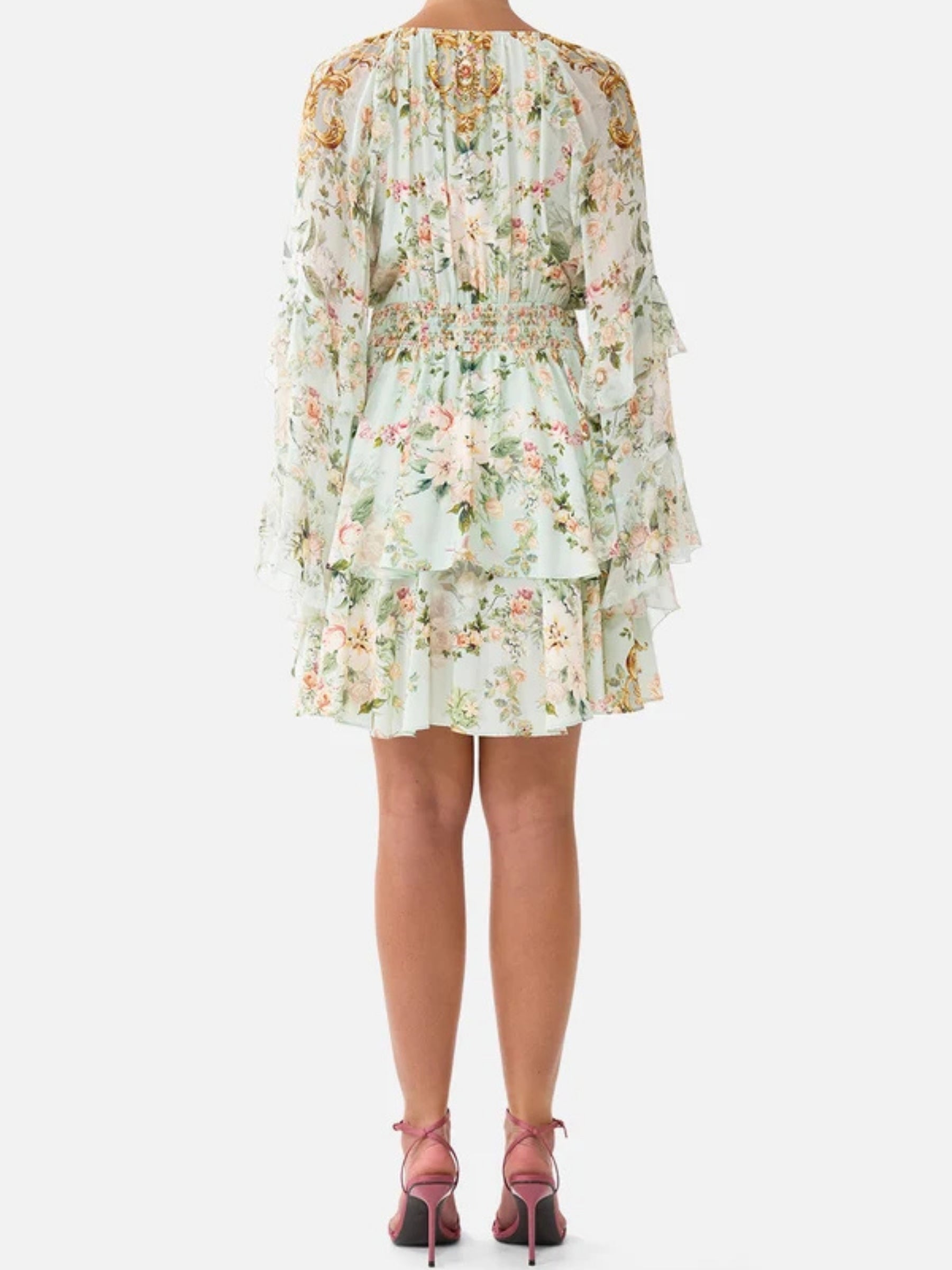 Short Waistband Dress w/ Ruffle Sleeve - Wild