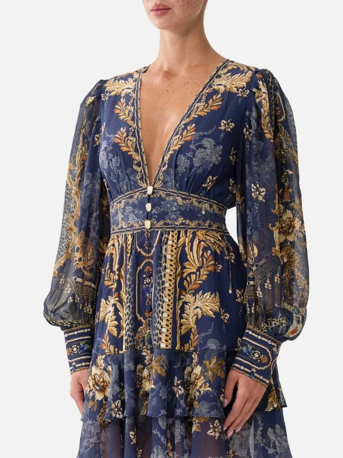 Button front Frill Dress - Cloaked in Baroque