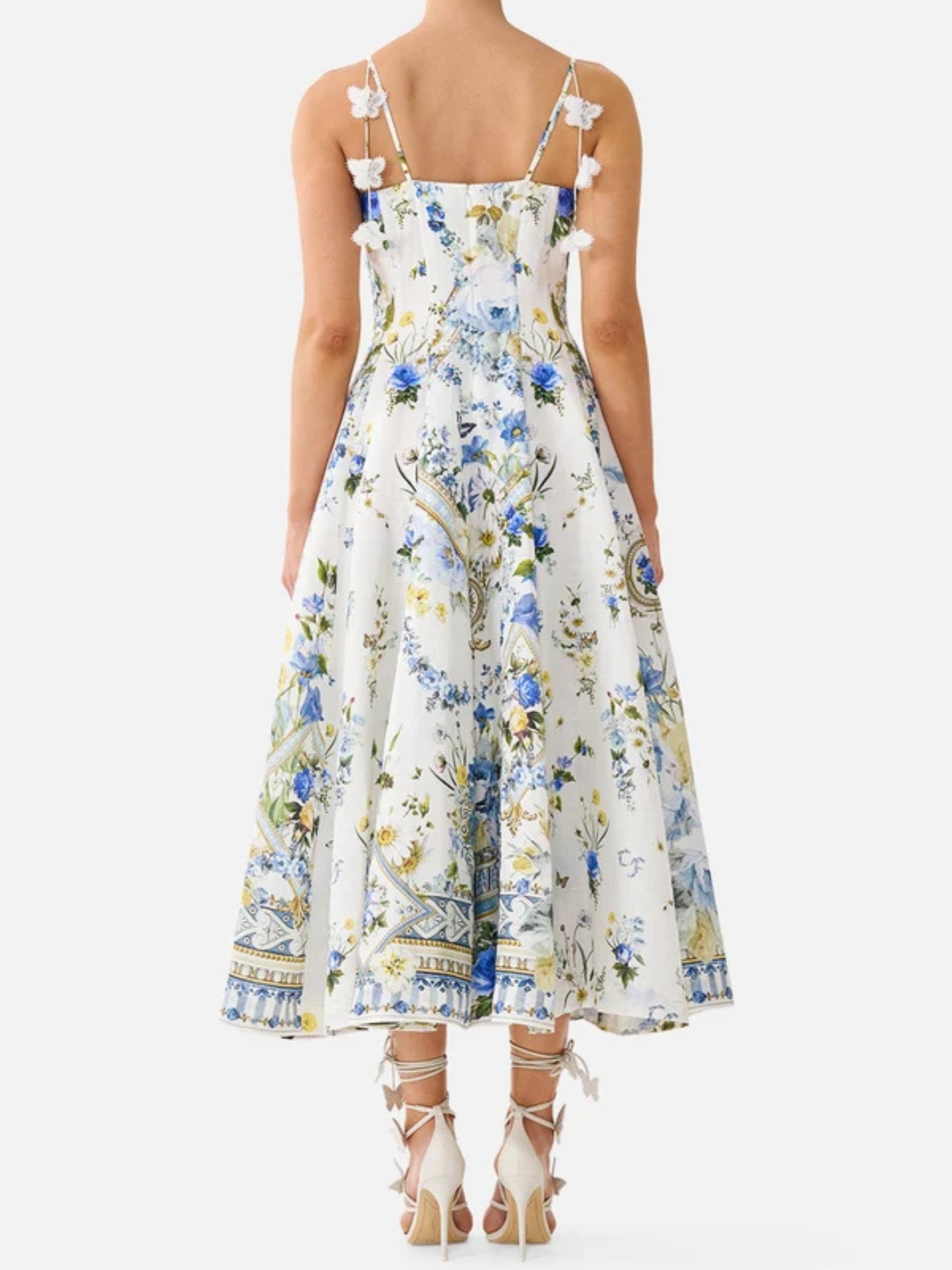 Corset Dress w/ Long Flared Skirt - Dandelion Skies