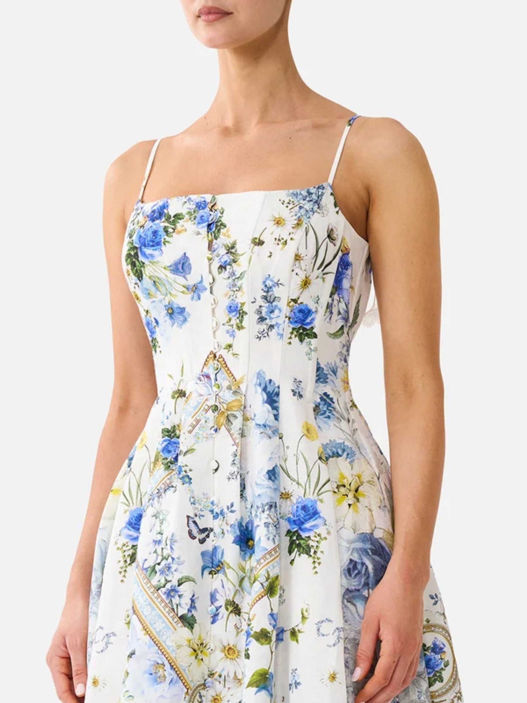 Corset Dress w/ Long Flared Skirt - Dandelion Skies