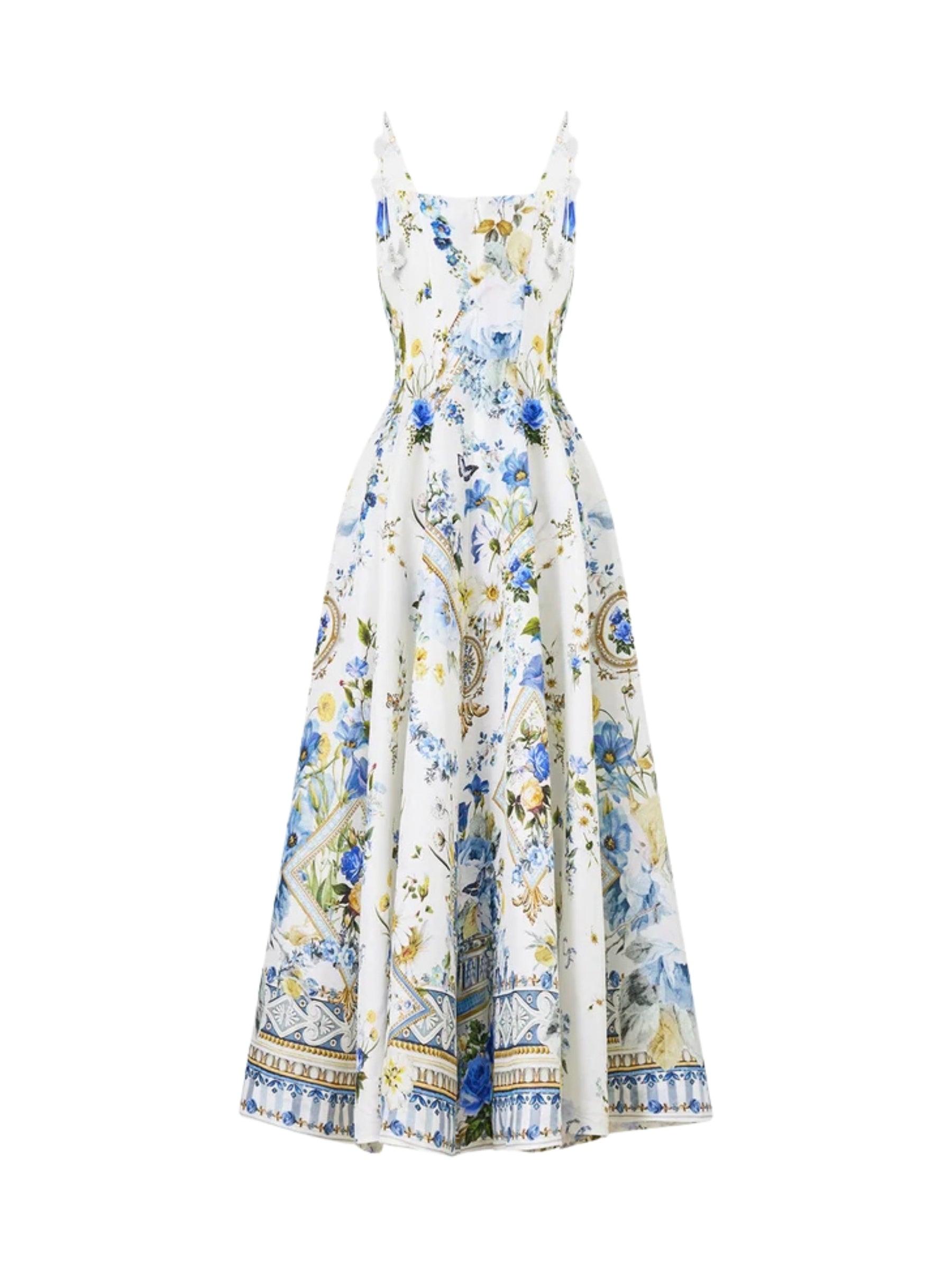 Corset Dress w/ Long Flared Skirt - Dandelion Skies