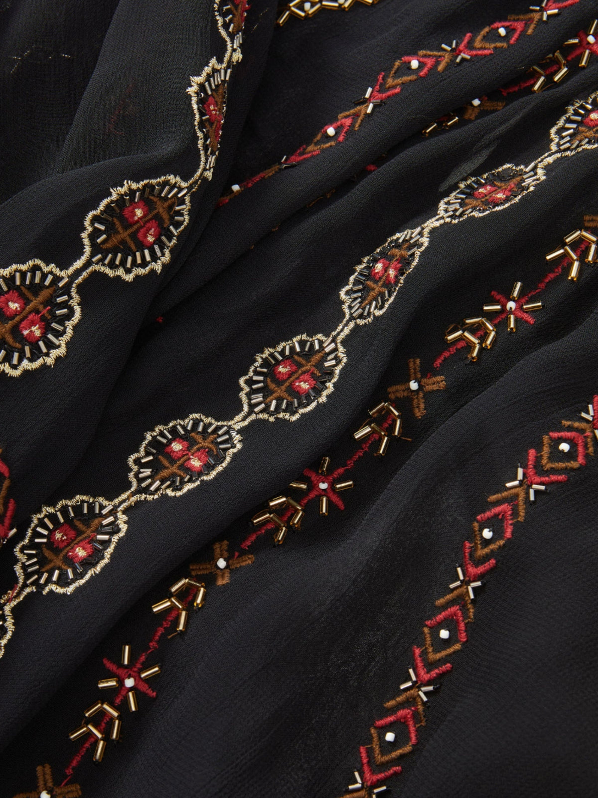 Taris Embroidered Blouse - Black