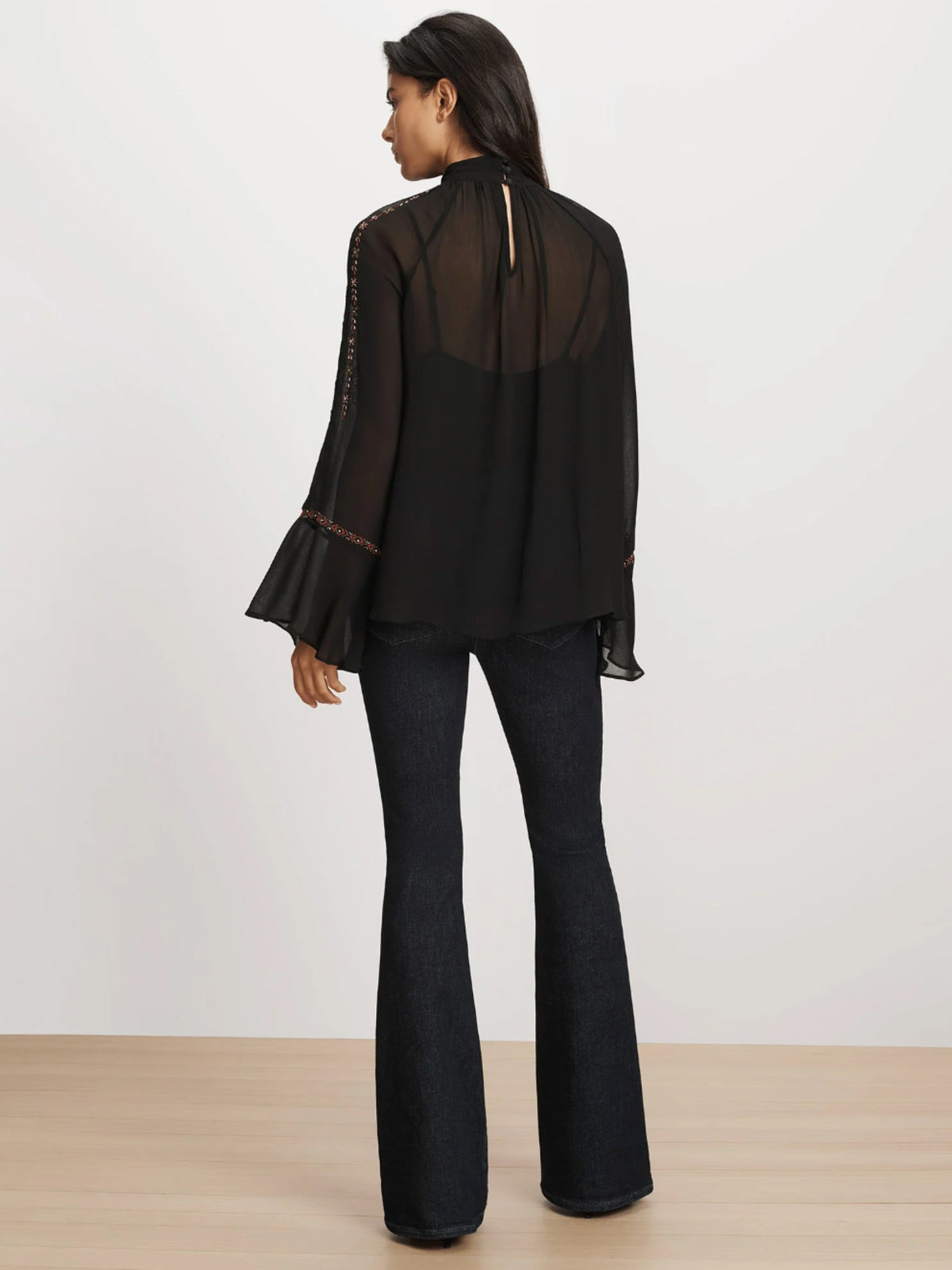 Taris Embroidered Blouse - Black