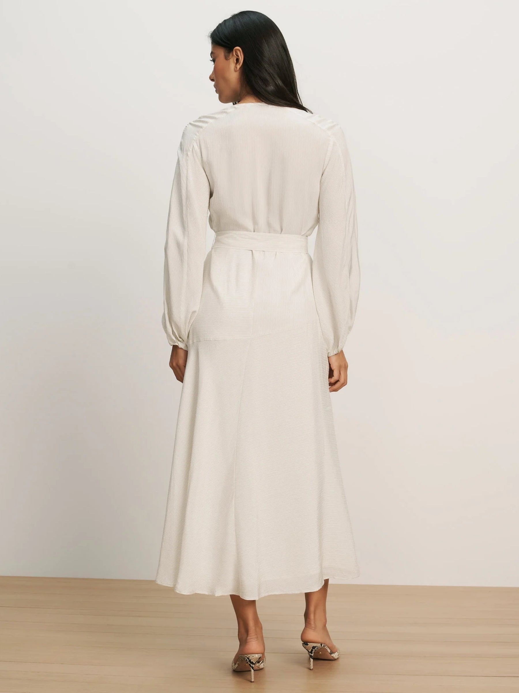 Seneca Bishop Sleeve Midi Dress - White/Black