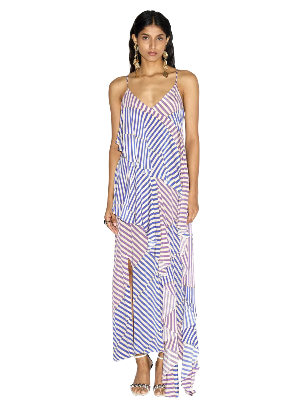Valerie Printed Paneled Dress - Piano Stripes