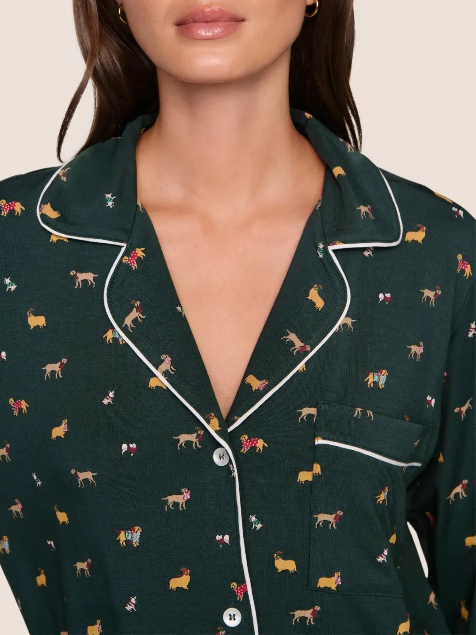 Gisele Printed Long Sleeve PJs - Holiday Dogs