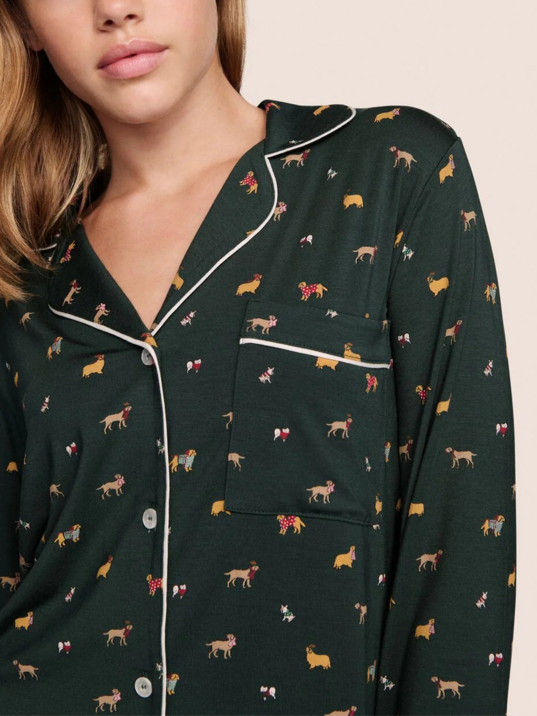 Gisele Printed Long Sleeve PJs - Holiday Dogs