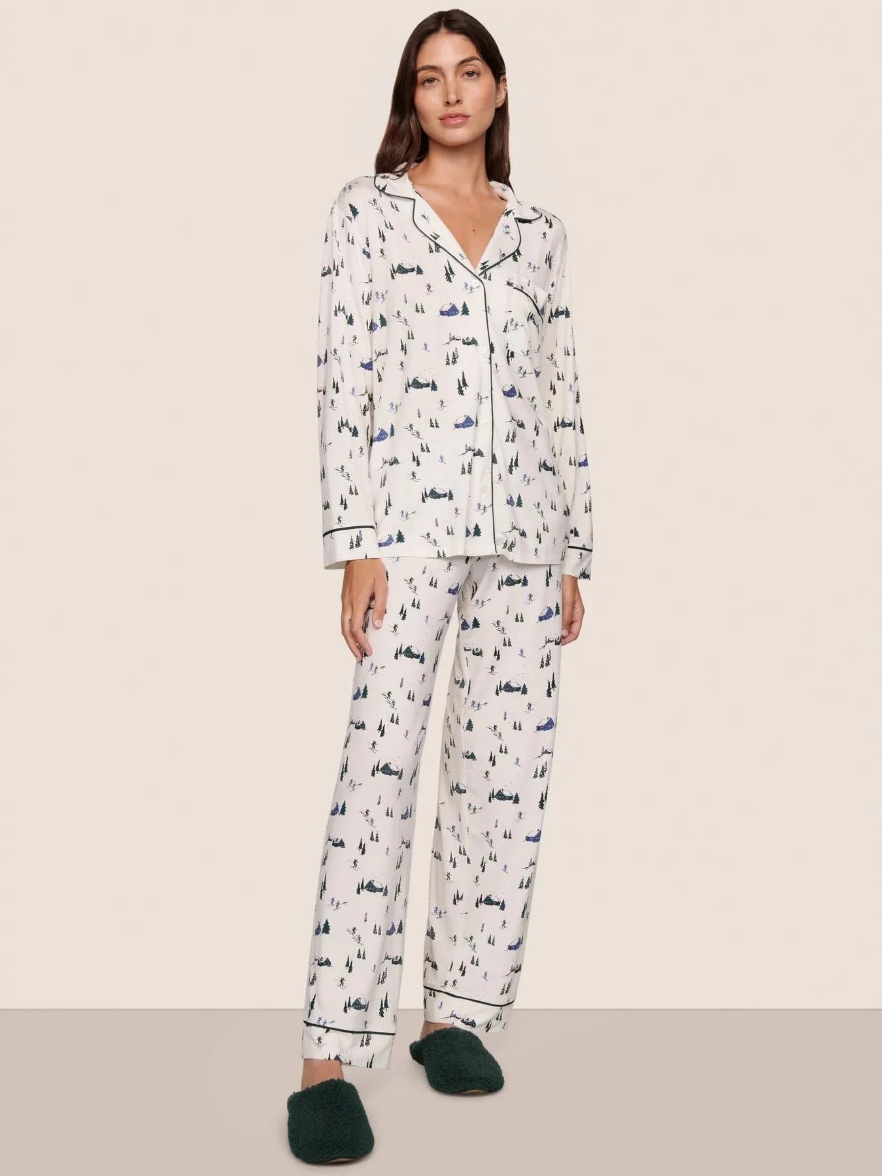 Gisele Printed Long Sleeve PJs - Ski Chalet