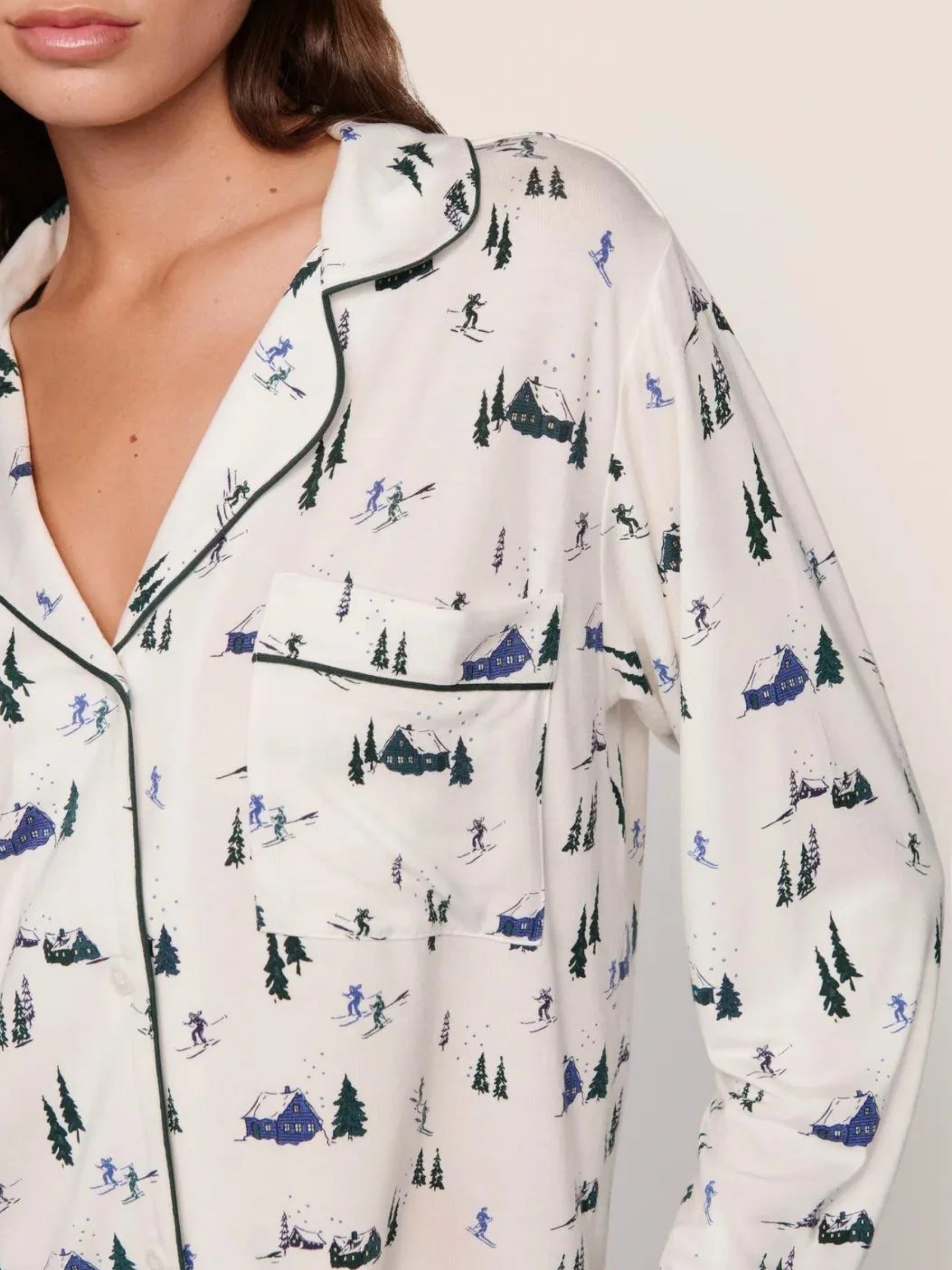 Gisele Printed Long Sleeve PJs - Ski Chalet